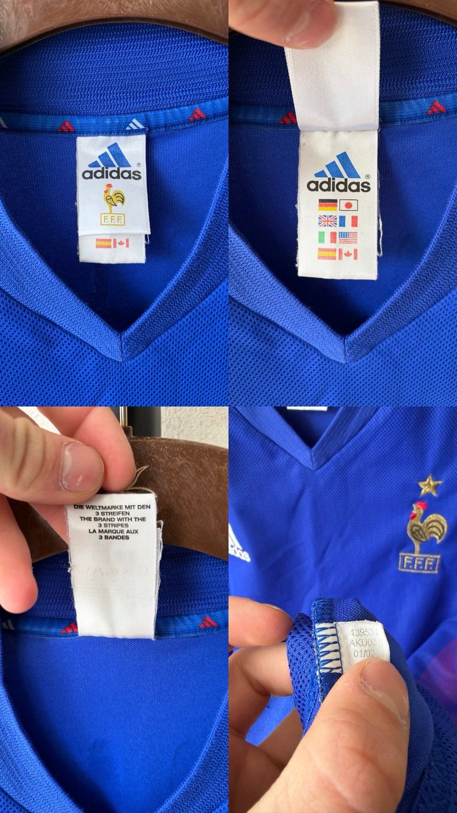 Adidas France 2002-04 Adidas Home Zinedine Zidane Football Jersey Size US L / EU 52-54 / 3 - 6 Thumbnail