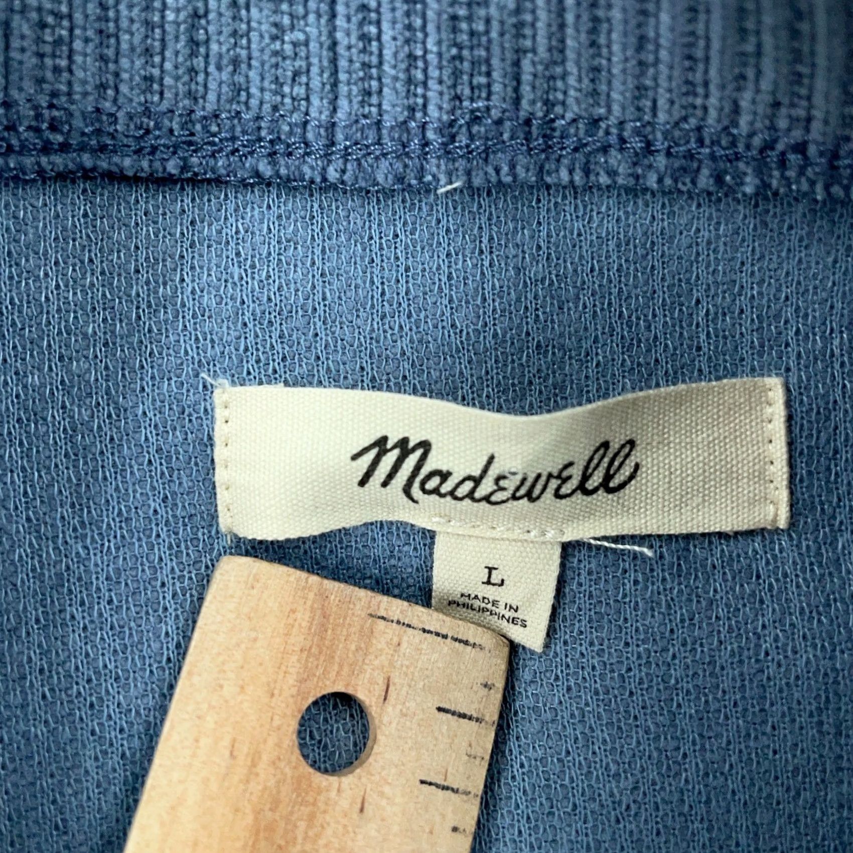 Madewell Madewell Striped Jacquard Funnel Neck Top Womens Large Blue N0517 Size L / US 10 / IT 46 - 4 Thumbnail
