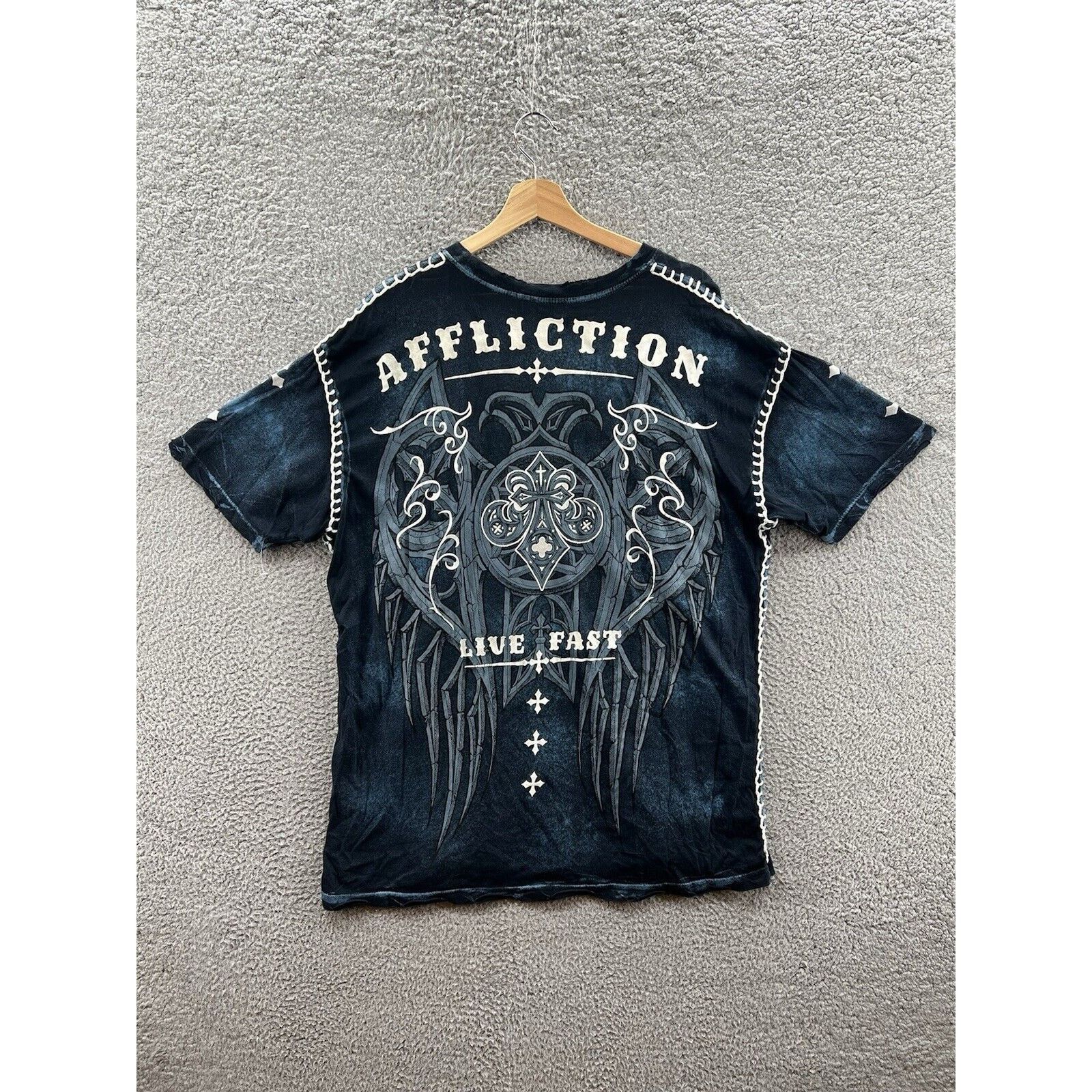 Affliction Affliction Live Fast Thick Contrast Stitch Wings T-Shirt XXL Size US XXL / EU 58 / 5 - 2 Thumbnail