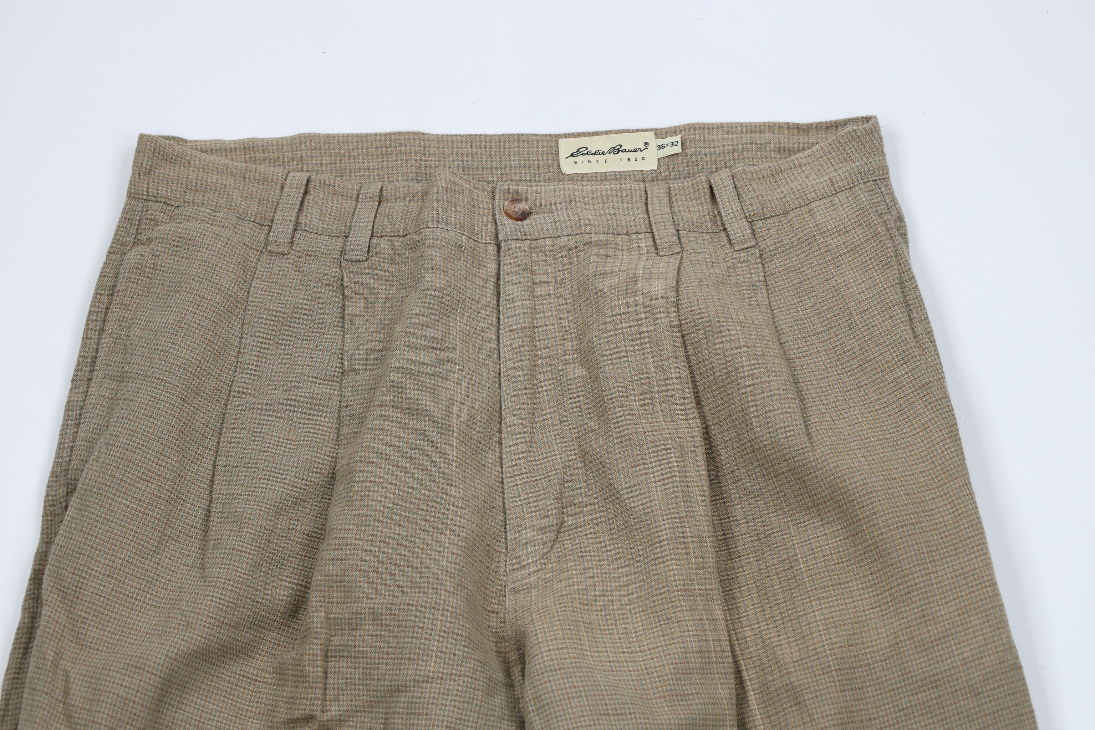 Eddie Bauer × Vintage Vintage 90s Eddie Bauer Blend Pleated Wide Leg Cuffed Pants Size US 36 / EU 52 - 2 Thumbnail