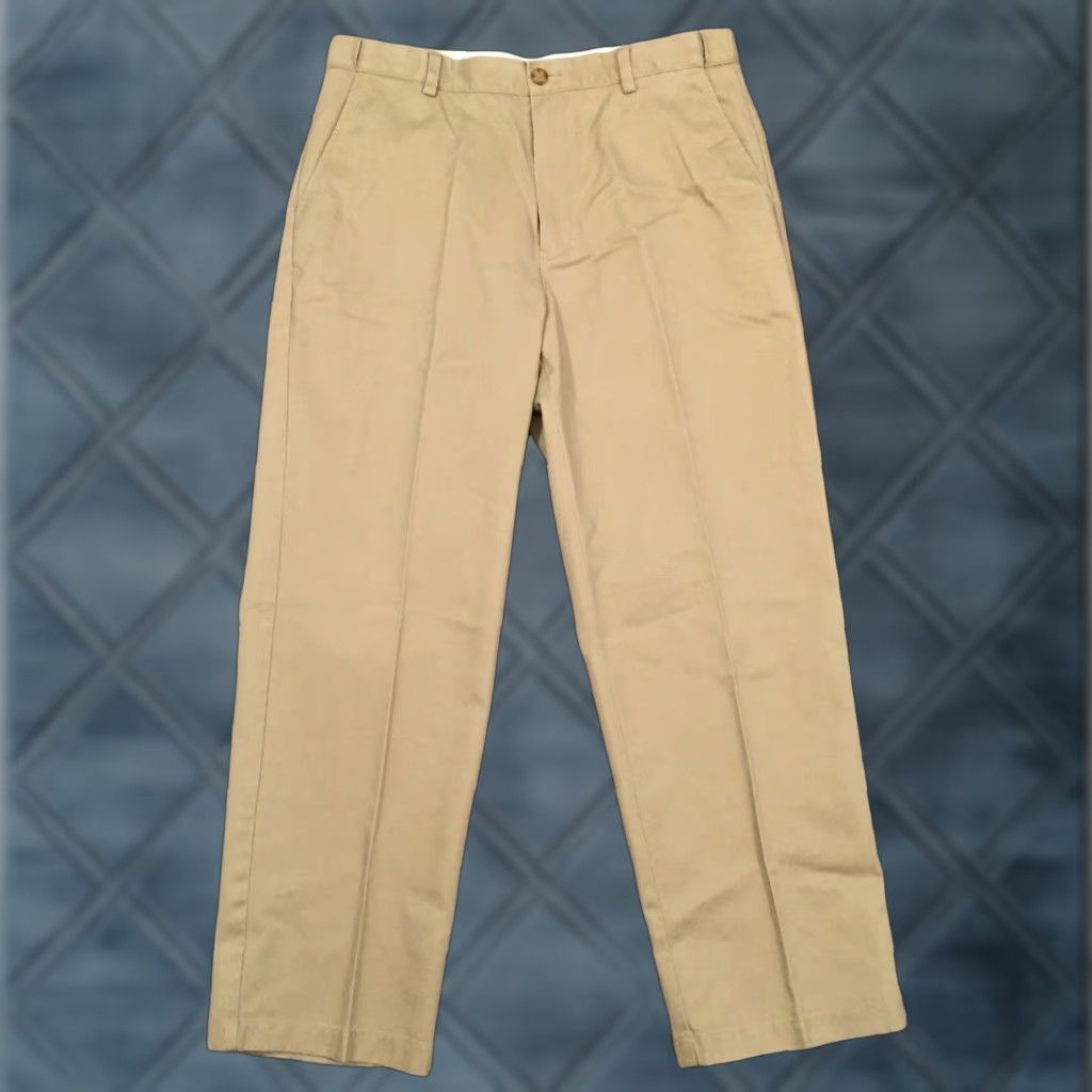 Vintage L.L. Bean Pants Men 35 Beige Adjustable Comfort Waist Flat Front Chino Shirt? Size US 35 - 1 Thumbnail