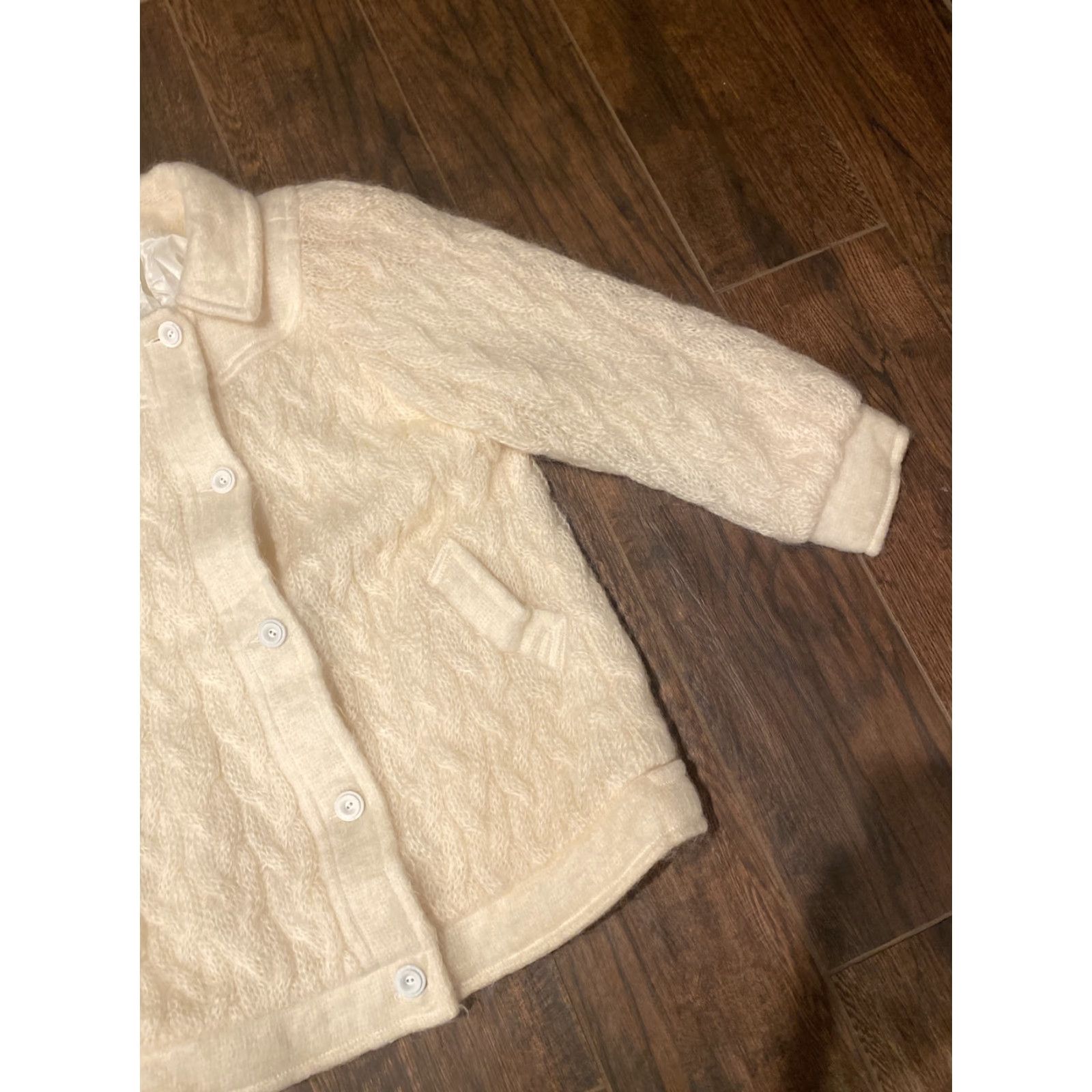 Vintage VINTAGE Donegal Design Ireland Coat Womens Size 12 Ivory Mohair Wool Cable Knit Buttons Casual Winter Size XL / US 12-14 / IT 48-50 - 2 Thumbnail