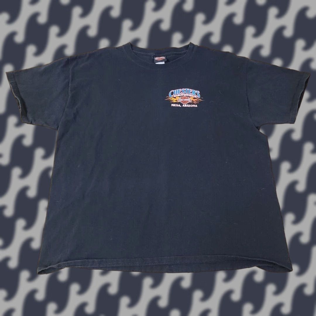 Harley Davidson Harley-Davidson Men T-Shirt Black XL Crew Neck Short Sleeve Logo Double-Sided Front Back Graphic Print 2000s Cowboy Motorcycle Biker Size US XL / EU 56 / 4 - 1 Thumbnail