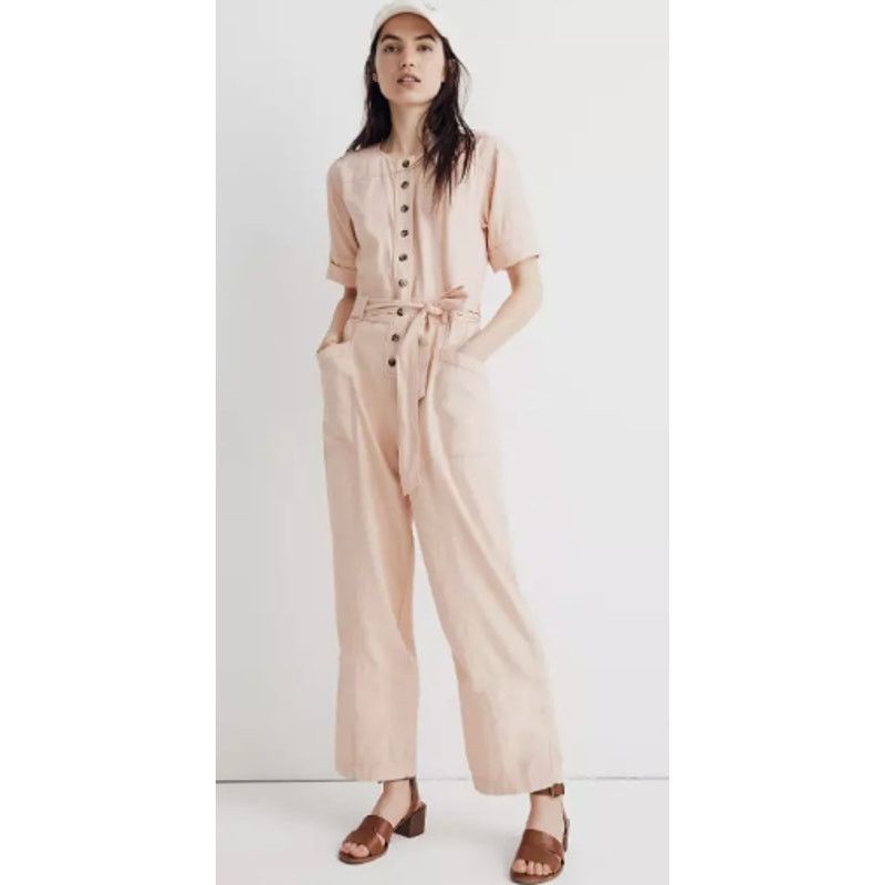 Madewell MADEWELL Top-Stitched Coverall Jumpsuit Bashful Blush sz 10 Size 32" / US 10 / IT 46 - 1 Thumbnail