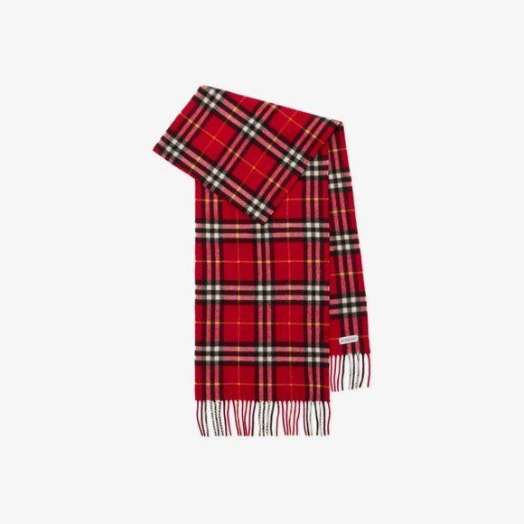 Burberry × Vintage VTG Burberrys Check Cashmere Lambswool Red Plaid Scarf in Cu Size ONE SIZE - 1 Thumbnail