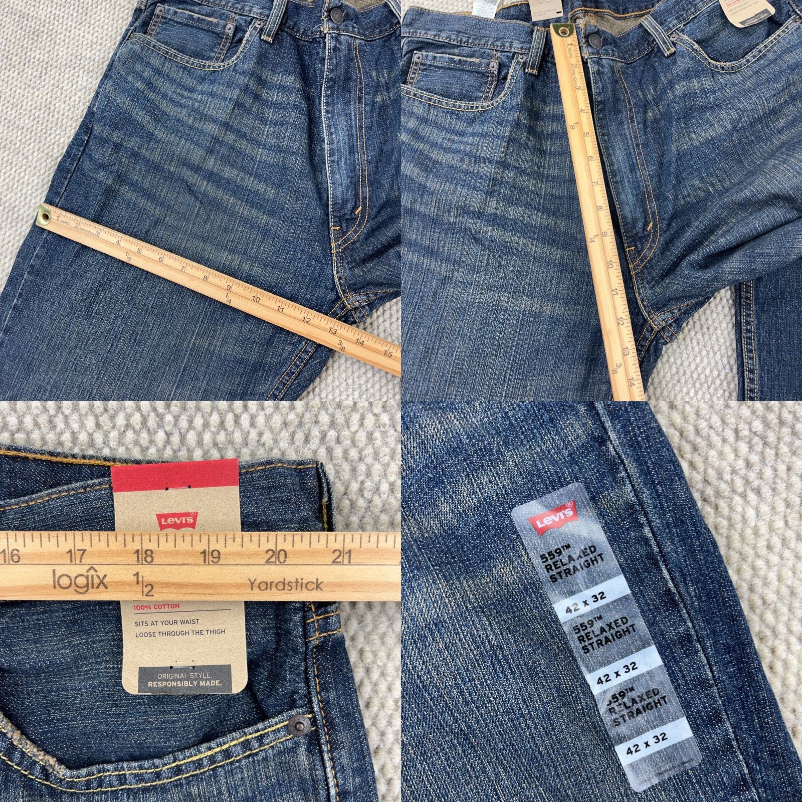 Levi's Levi's 559 Jeans Men 42x32 Straight Loose Fit Dark Wash Baggy Distressed Streetwear Size US 42 / EU 58 - 8 Thumbnail