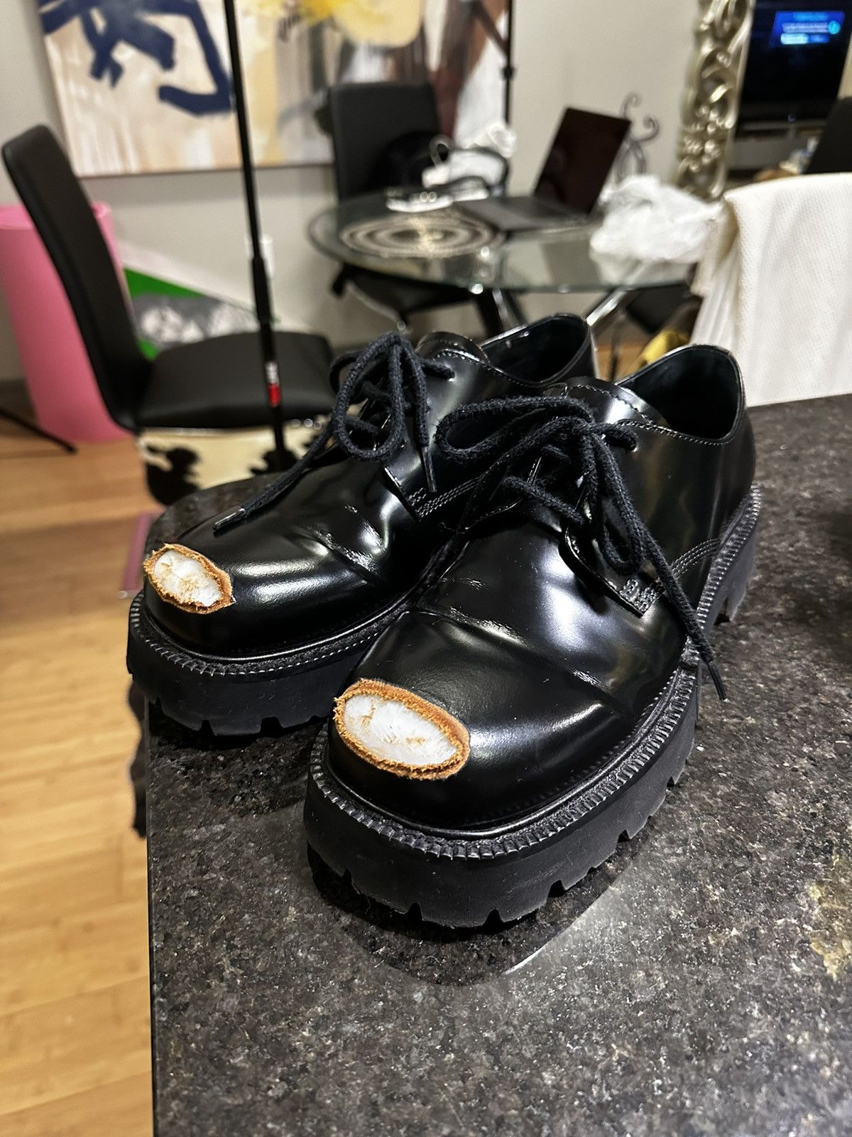 Maison Margiela Maison Margiela MM6 toe scuff derby shoes Grailed