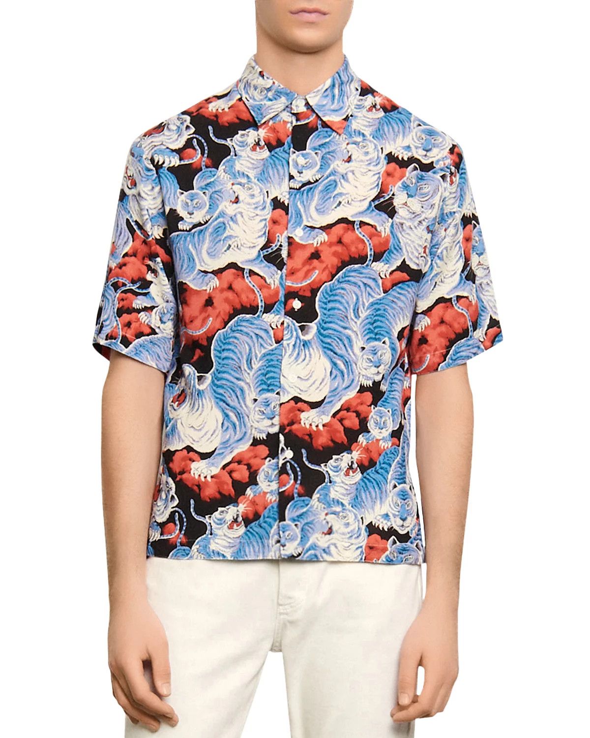 Sandro Sandro Paris Tiger Casual Short Sleeve Button-Up Shirt Size US XXL / EU 58 / 5 - 1 Thumbnail