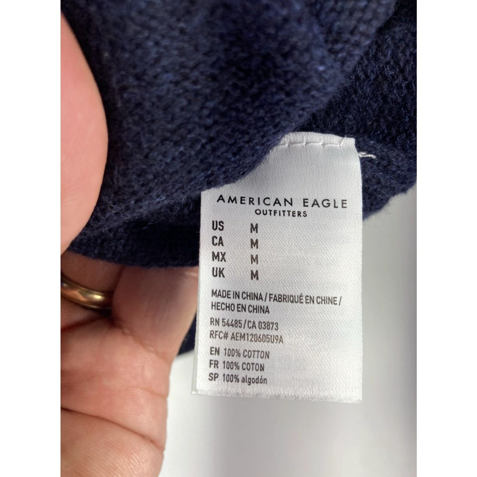 American Eagle Outfitters American Eagle Aztec Hoodie Sweater Men M Blue Long Sleeve Cotton Pullover Size US M / EU 48-50 / 2 - 6 Thumbnail