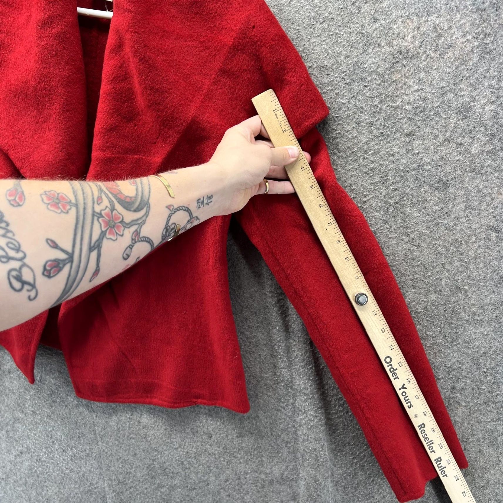Michael Kors Michael Kors Jacket Womens 8 Red Wool Shawl Collar Open Front Made Italy Size M / US 6-8 / IT 42-44 - 4 Thumbnail