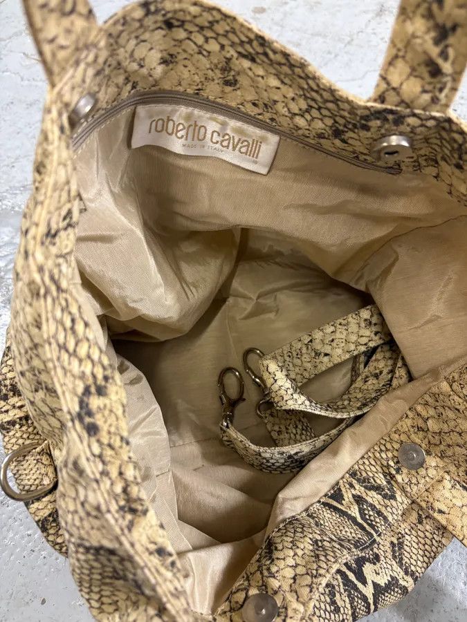 Roberto Cavalli Roberto Cavalli Beige Snake Print Handle Tote Bag Size ONE SIZE - 7 Thumbnail