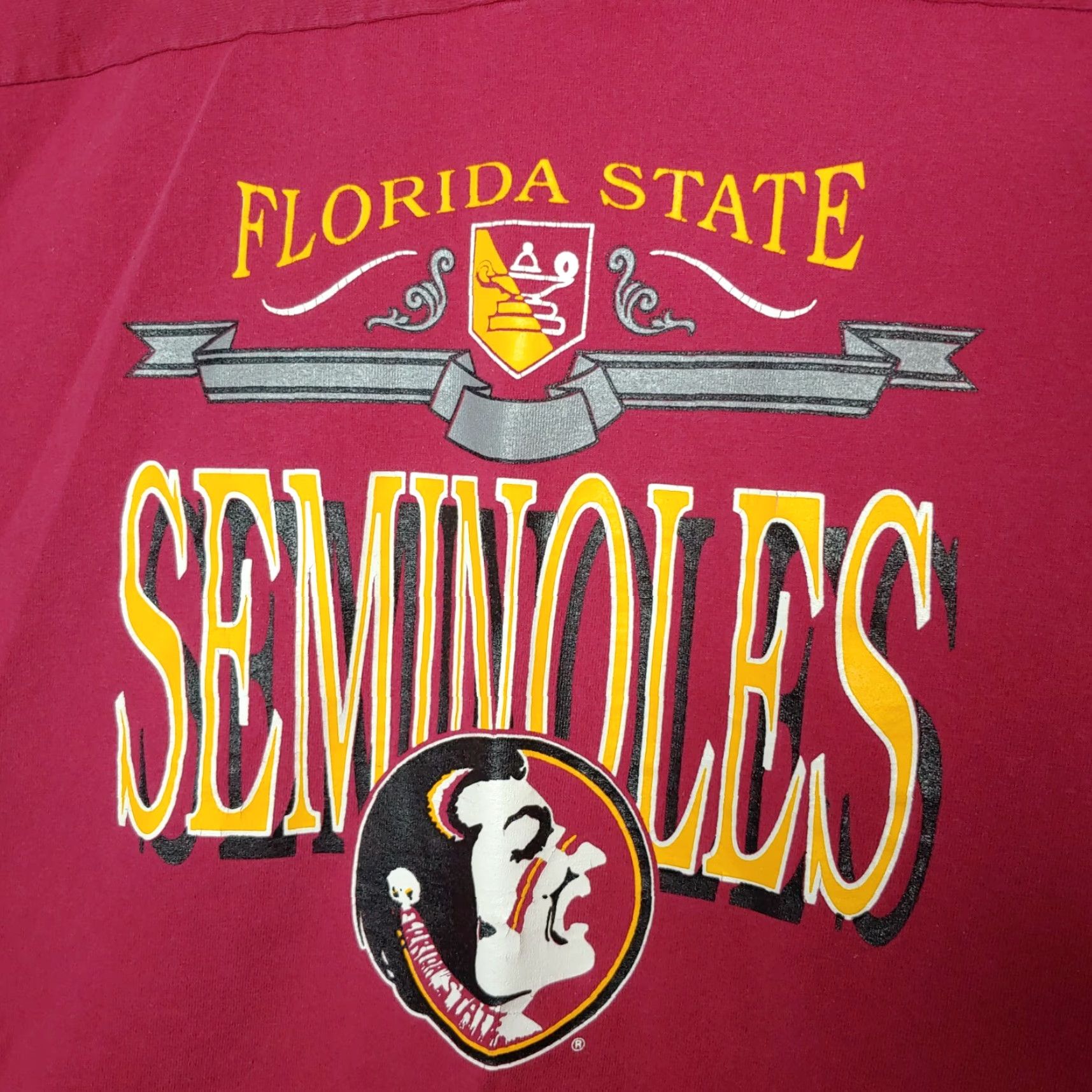 Vintage VINTAGE Bike Florida State University Seminoles Shirt XL Red Single Stitch V-Neck Mens Size US XL / EU 56 / 4 - 2 Thumbnail