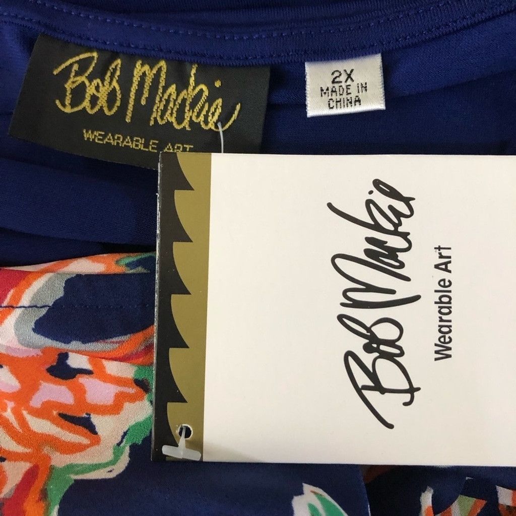 Bob Mackie Bob Mackie Tunic Kaftan Blouse Floral Blue/Multicolor 2X Size XXL / US 16-18 / IT 52-54 - 10 Thumbnail