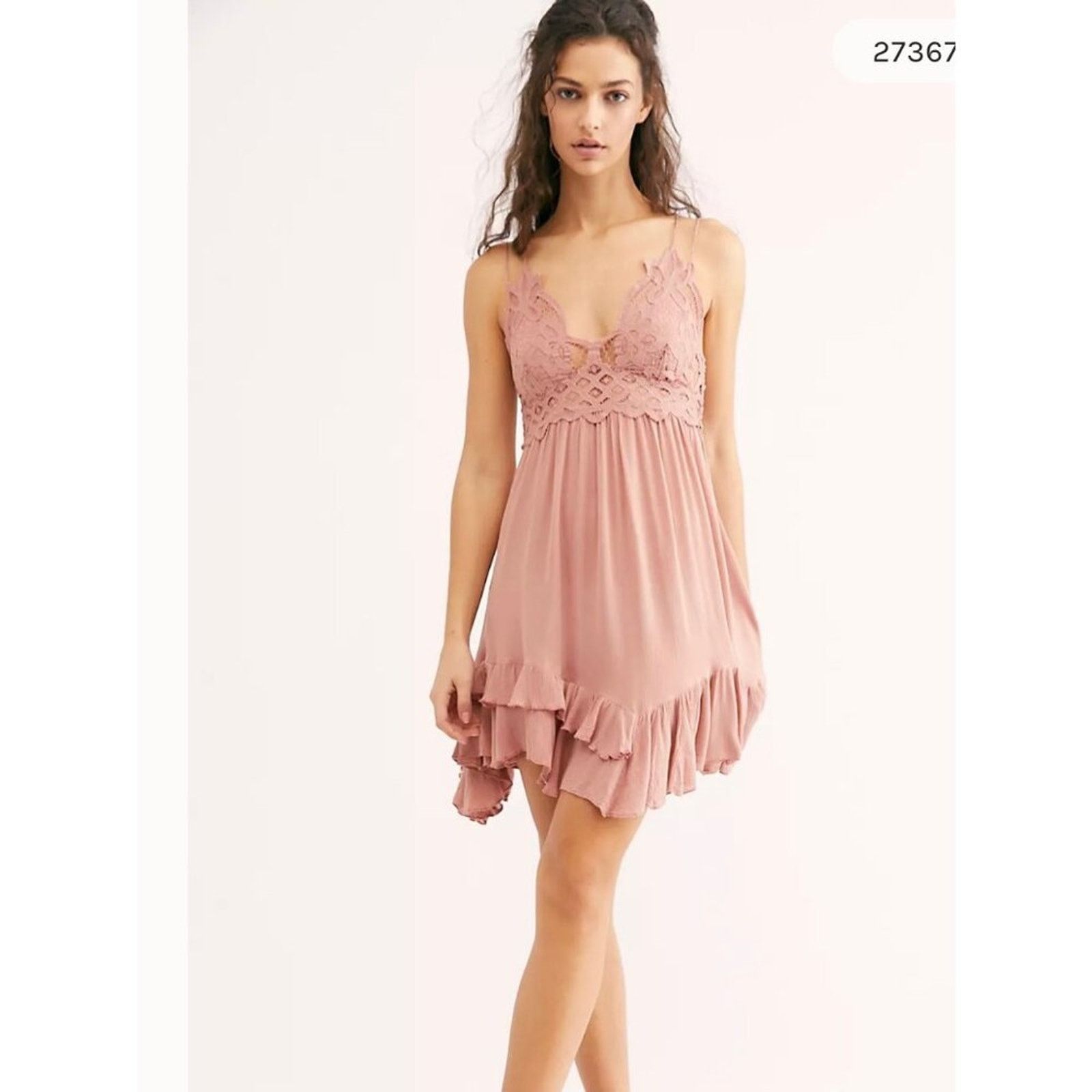 Free People Free People Adella Slip Dress Tiered Rose Pink Small NWT Size S / US 4 / IT 40 - 7 Thumbnail