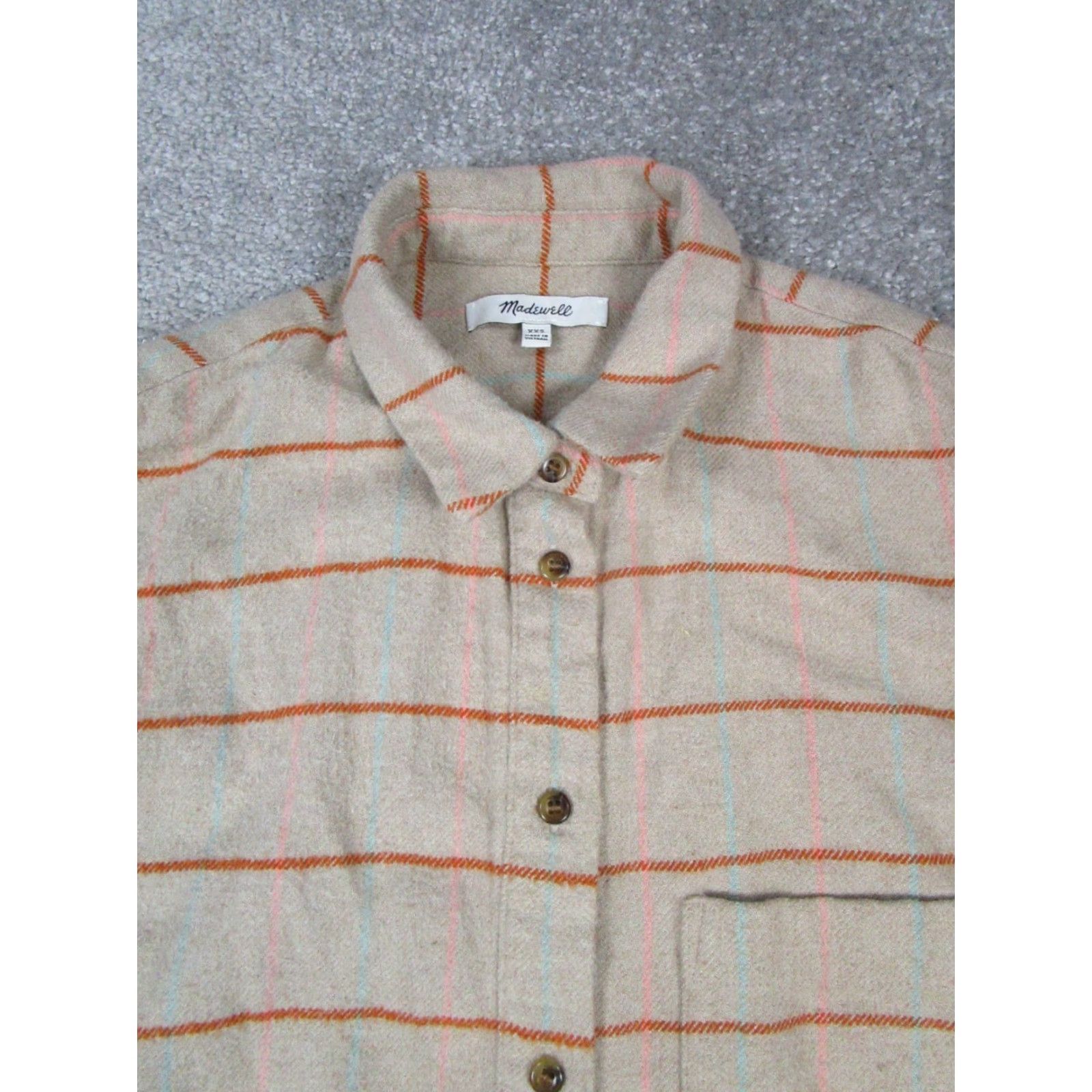 Madewell VINTAGE Madewell Women's shirt XS Plaid Cotton Button-up Long Sleeve Brown 90s Womens Size XXS / US 00 / IT 34 - 2 Thumbnail