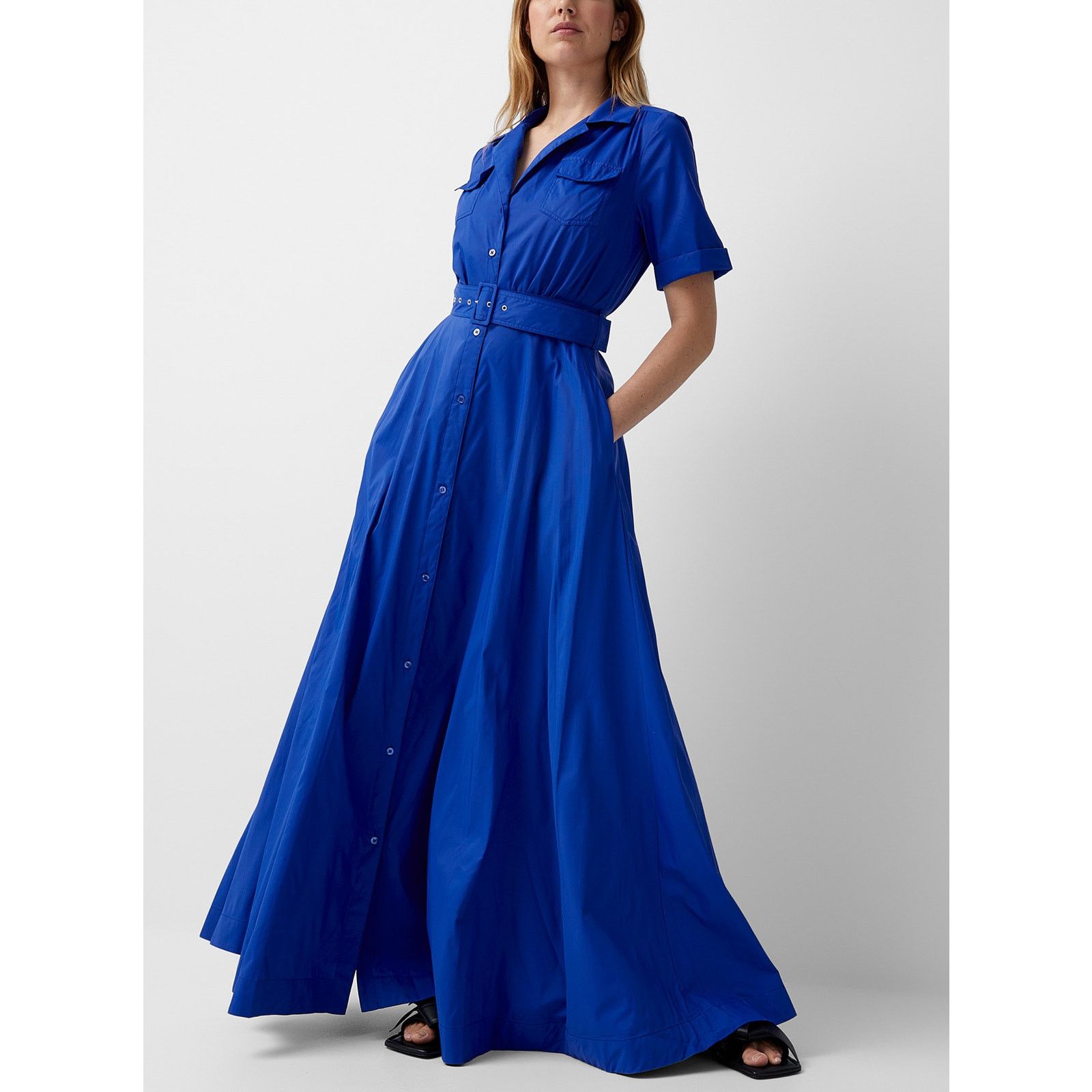 Staud Staud Millie Maxi Belted Shirt Dress Lapis Blue size 00 XXS Size XXS / US 00 / IT 34 - 1 Thumbnail