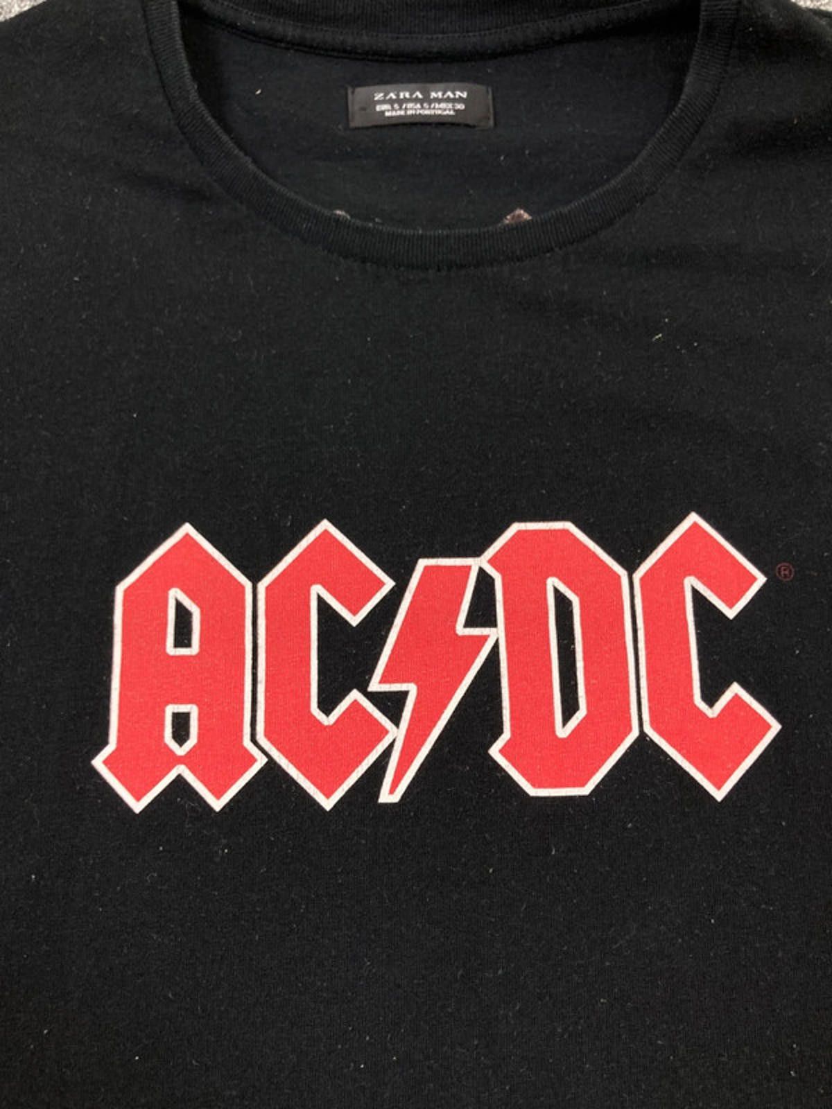 Designer Zara Man T-Shirt Mens AC/DC band Small S 2016 Black 90s Size US S / EU 44-46 / 1 - 6 Thumbnail