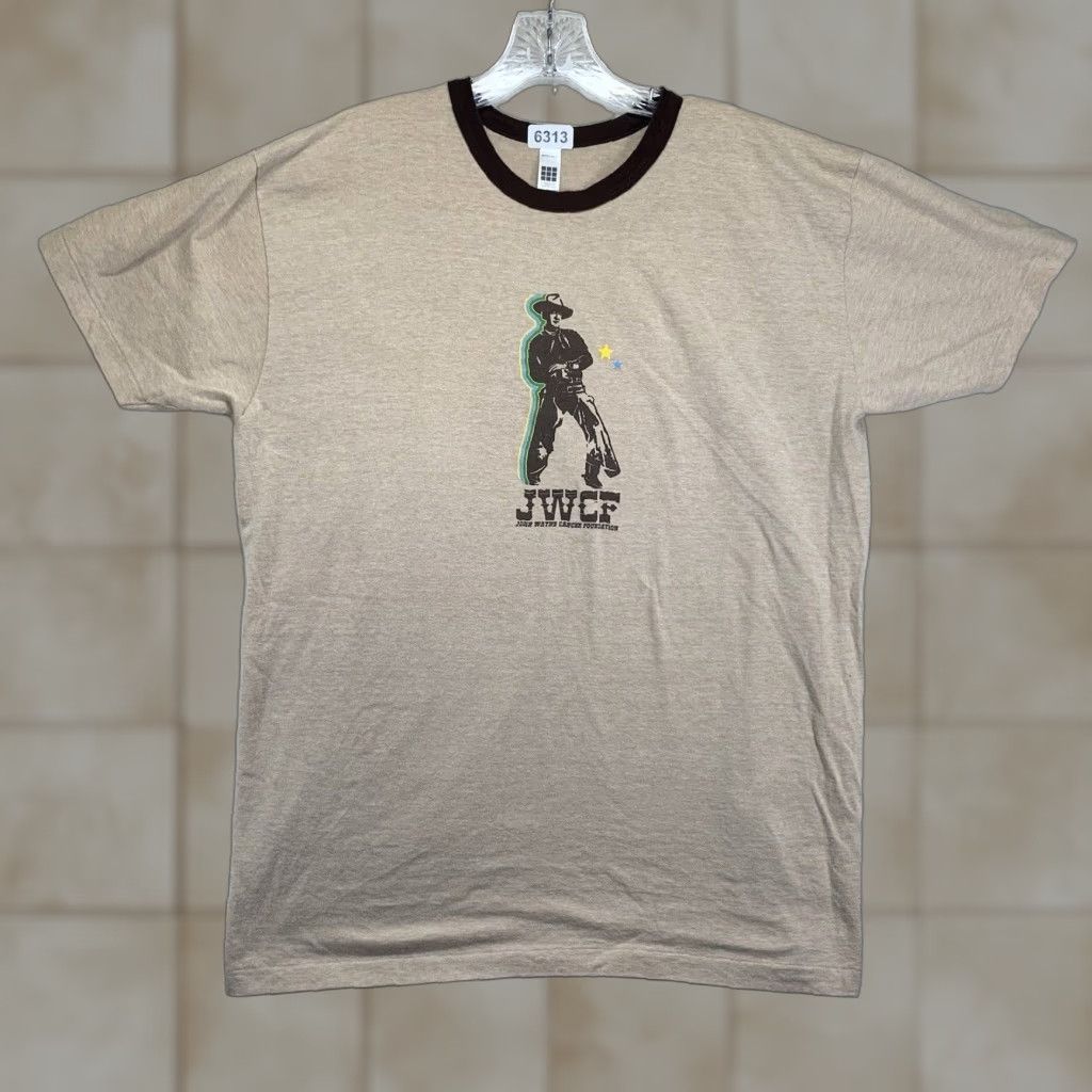 Etro John Wayne Cancer Foundation T Shirt Mens XL Cowboy Graphic Beige Western Logo Crew Neck Easy Care Size US XL / EU 56 / 4 - 1 Thumbnail