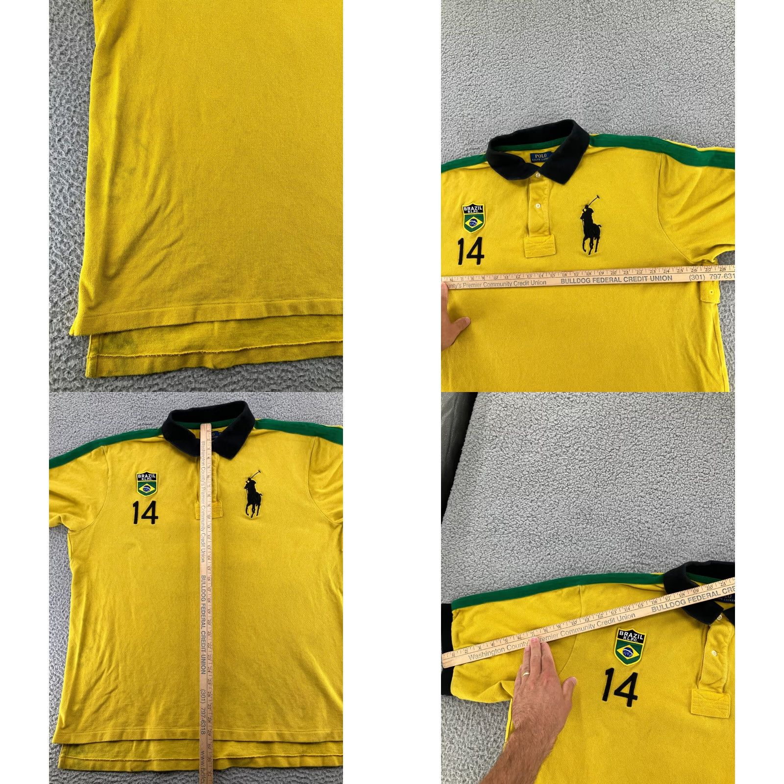 Polo Ralph Lauren Polo Ralph Lauren Shirt Mens 2XLT Yellow Polo World Cup Olympic BRAZIL 14 RARE Size US XXL / EU 58 / 5 - 8 Thumbnail
