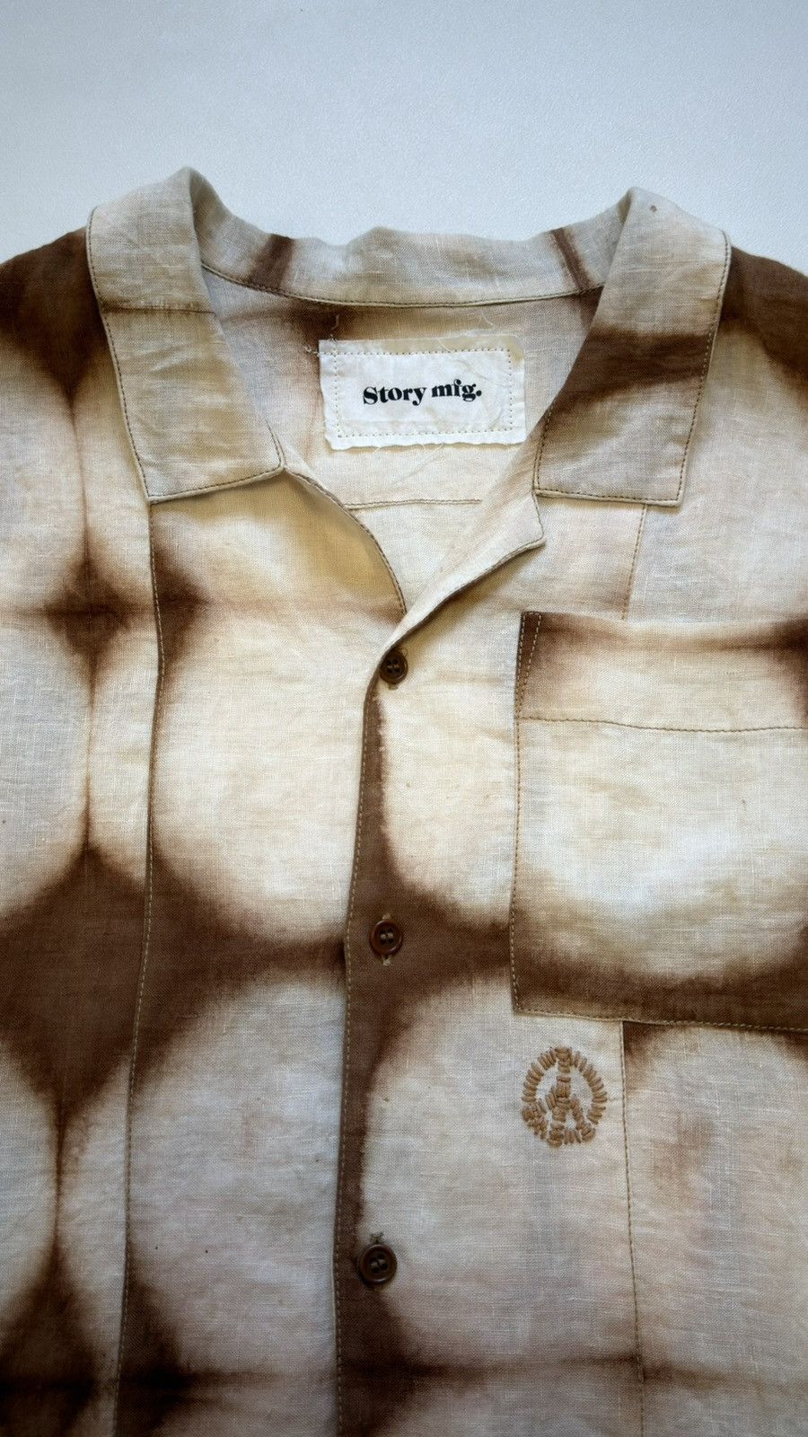 Story Mfg. Brown/Cream ‘Peace Tie Dye’ Shirt Size US XL / EU 56 / 4 - 5 Thumbnail