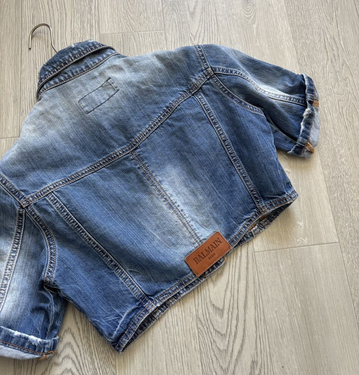 Balmain × Vintage Vintage Balmain Denim Jacket Cropped Y2K Size L / US 10 / IT 46 - 3 Thumbnail