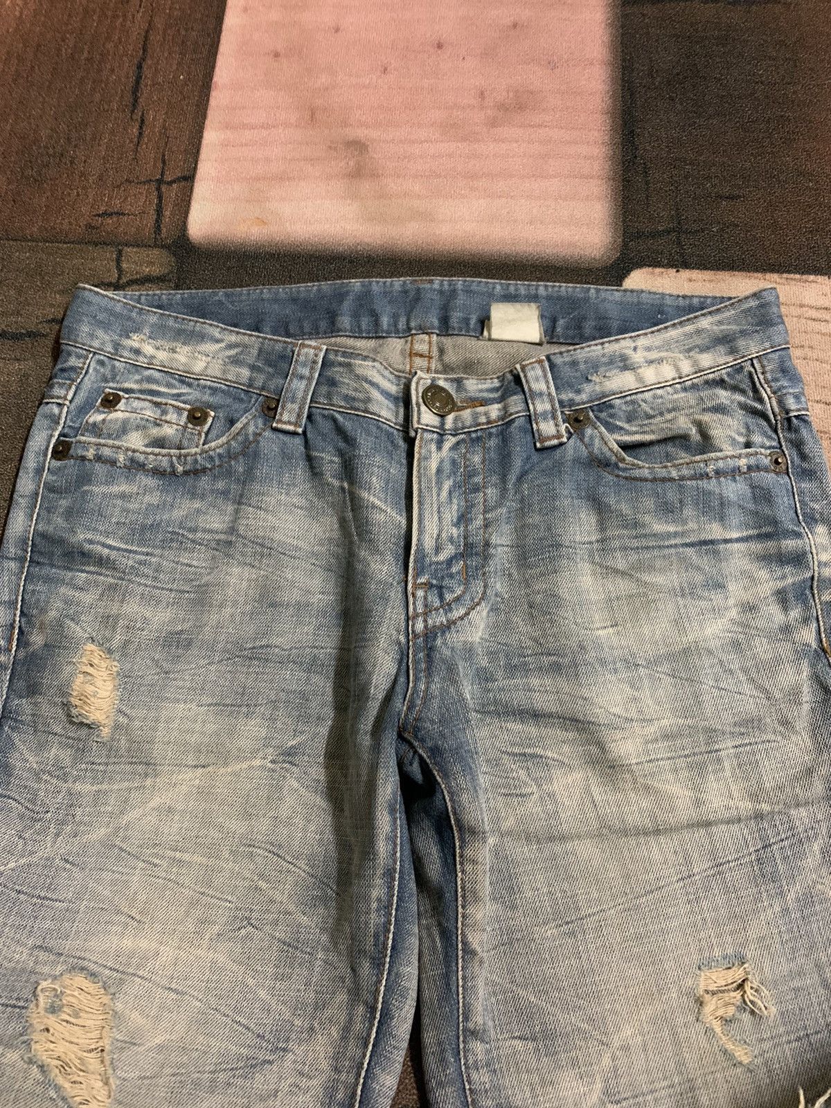 If Six Was Nine FLARE DISTRESSED stone wash agate label japanese designer Size US 32 / EU 48 - 8 Thumbnail