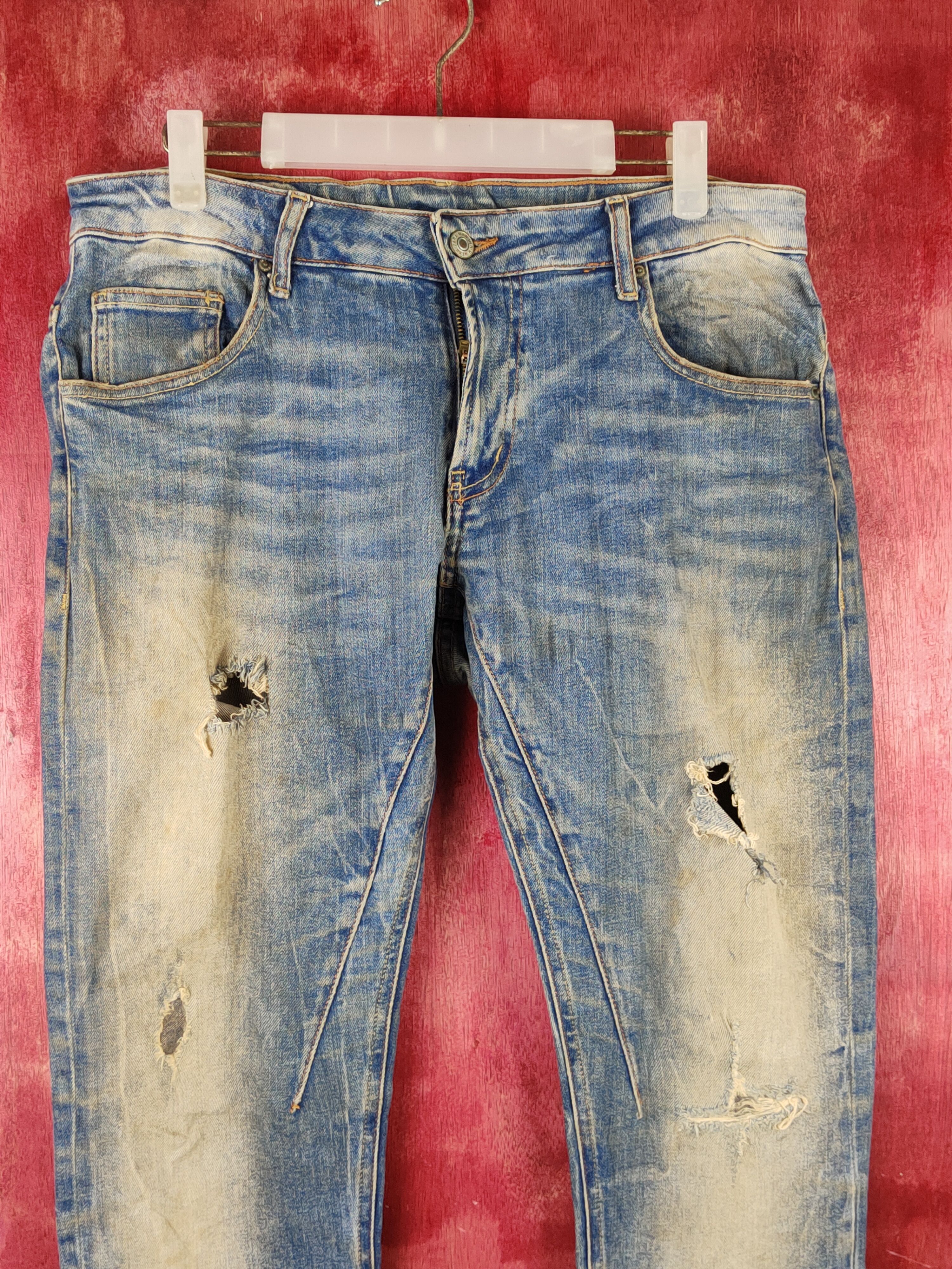 Japanese Brand Zara Man vintage Blue Faded Distressed jeans Denim #S1532 Size US 31 - 2 Thumbnail