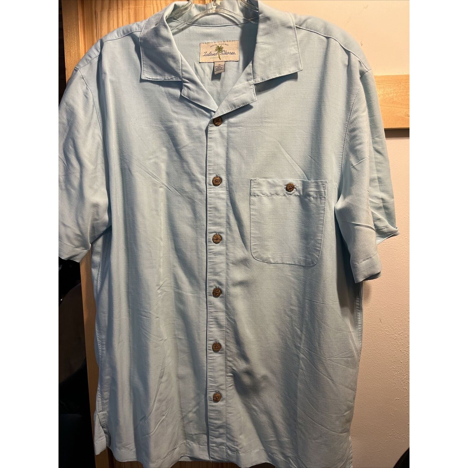 Island Shores Island Shores Men’s M Blue Button Rayon Blend Hawaiian Shirt Size US M / EU 48-50 / 2 - 2 Thumbnail