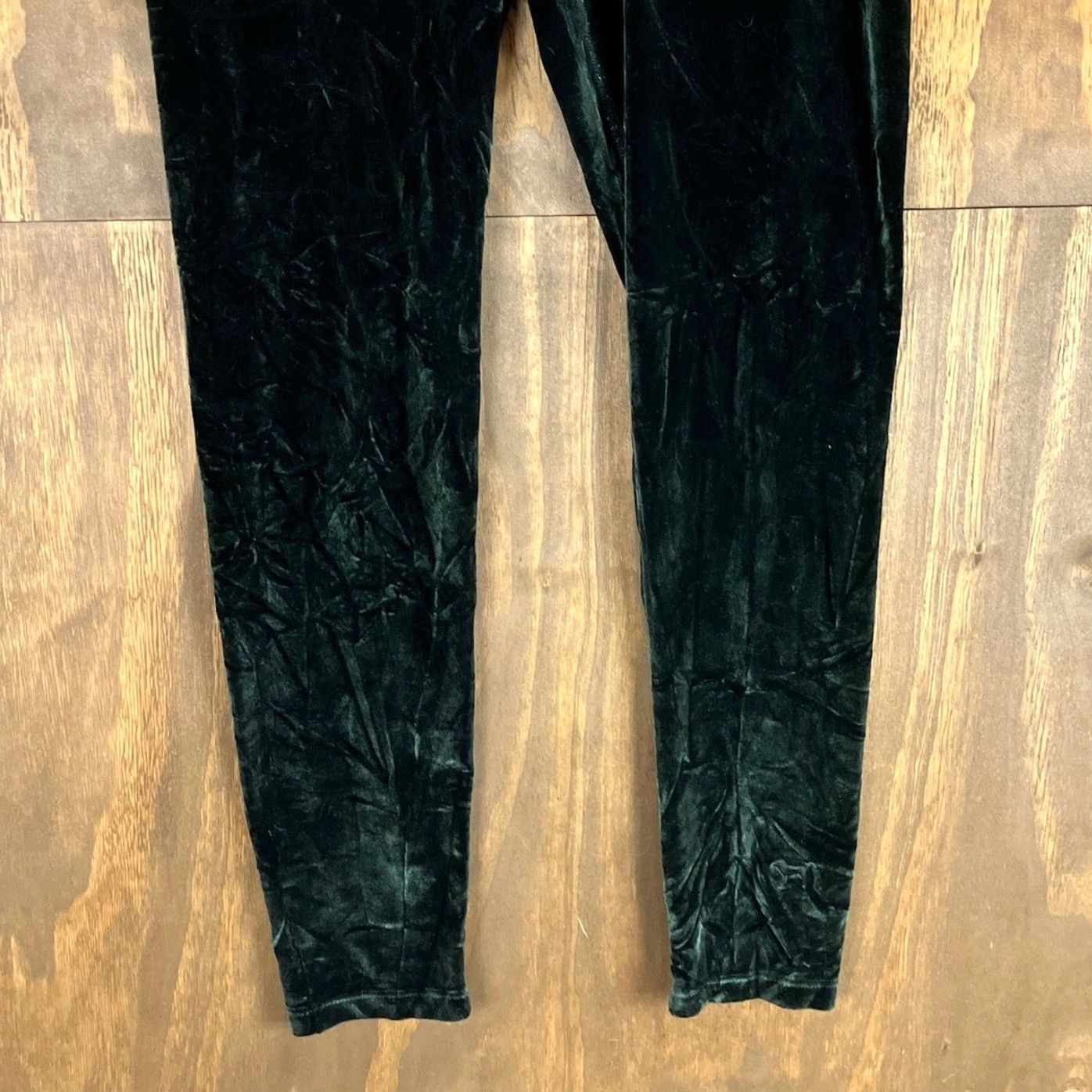 Vintage Victoria Secret PINK Pants Womens Large Green Velvet Leggings Stretch Pull On Size 29" - 3 Thumbnail