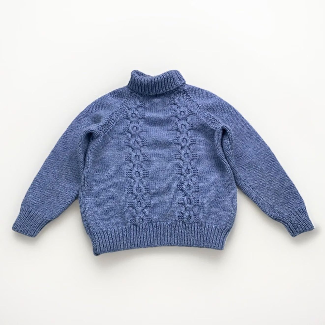 Vintage VINTAGE Fisherman Cable-Knit Cowl Neck Sweater Womens Medium Blue 90s 80s Handmade Pullover Adults Mens? Size M / US 6-8 / IT 42-44 - 3 Thumbnail