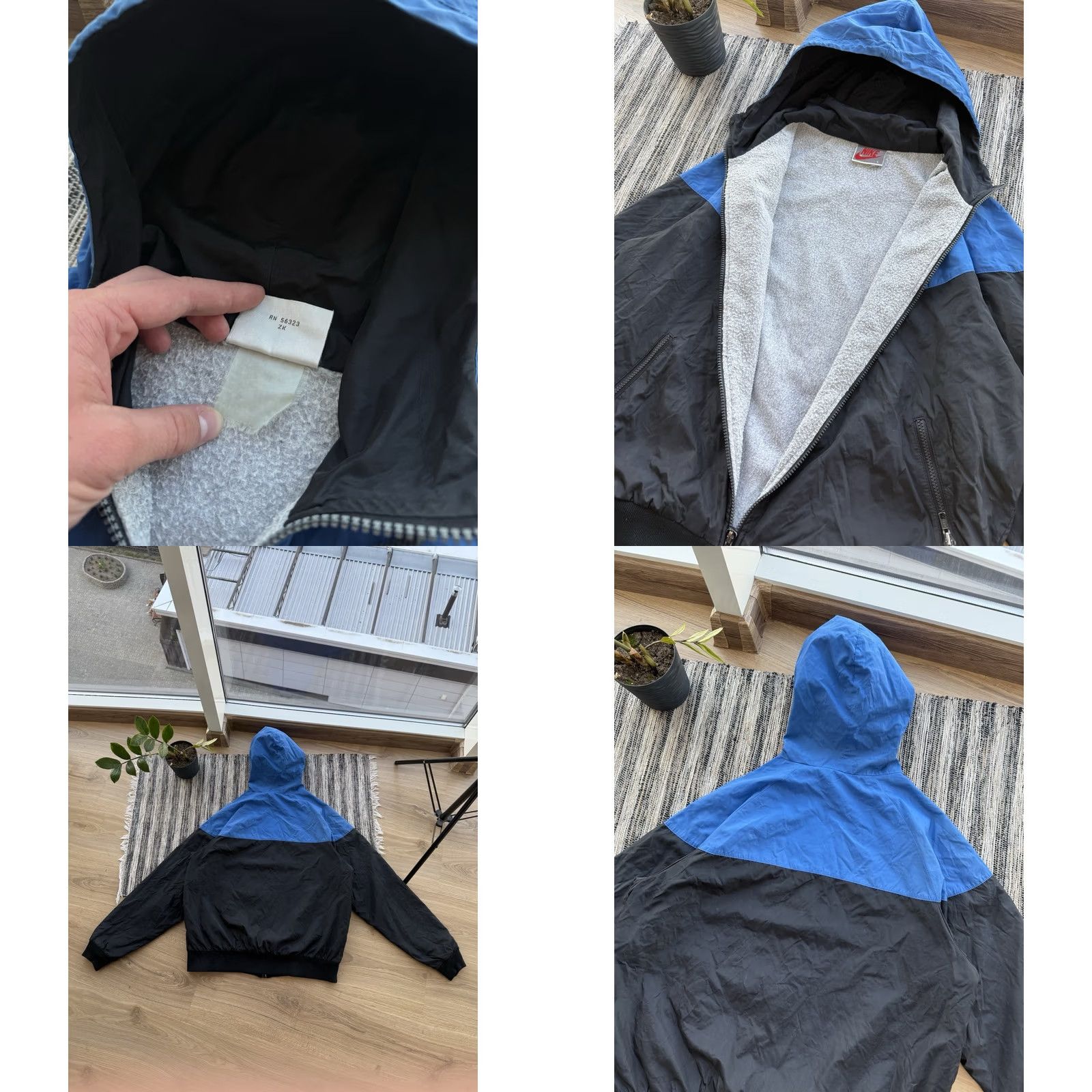 Nike VINTAGE NIKE JACKET 80s Y2K NYLON DISTRESSED FADED BLUE-BLACK Sz L Size US L / EU 52-54 / 3 - 9 Thumbnail