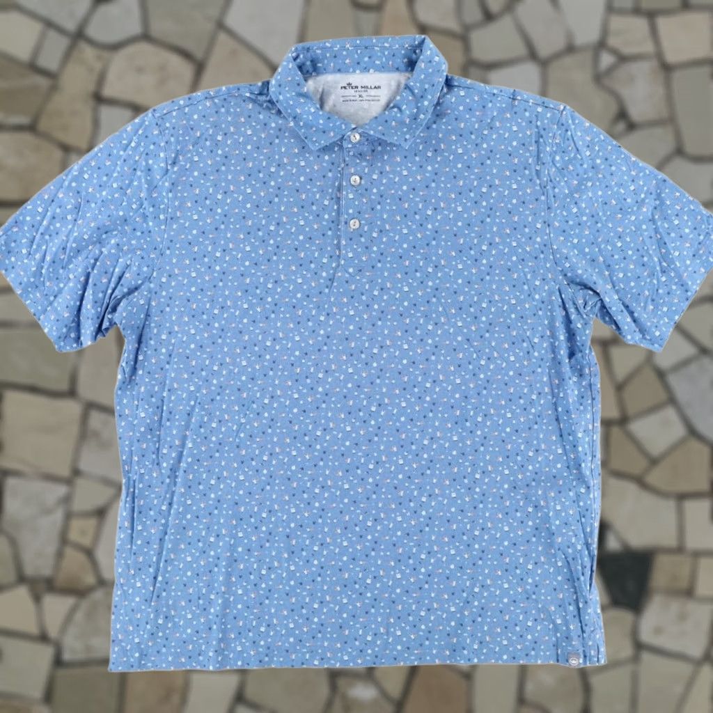 Peter Millar Peter Millar Seaside Shrimp Cocktail Polo Shirt Blue Men's XL Shirt Size US XL / EU 56 / 4 - 1 Thumbnail