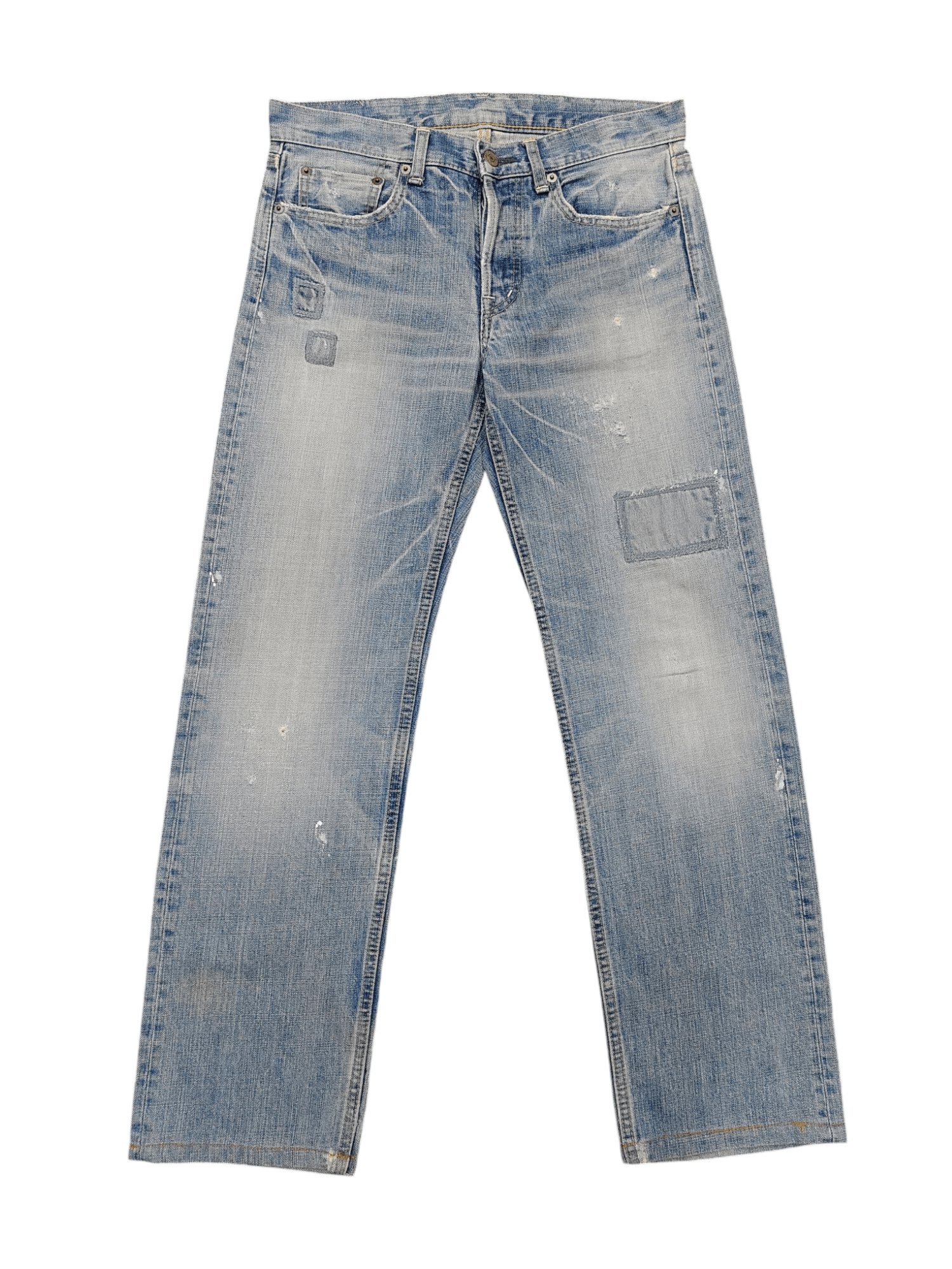 Japanese Brand Domigo Japan- Hand Aged Indigo Distressed Pacthwork Jeans Size US 30 / EU 46 - 1 Thumbnail