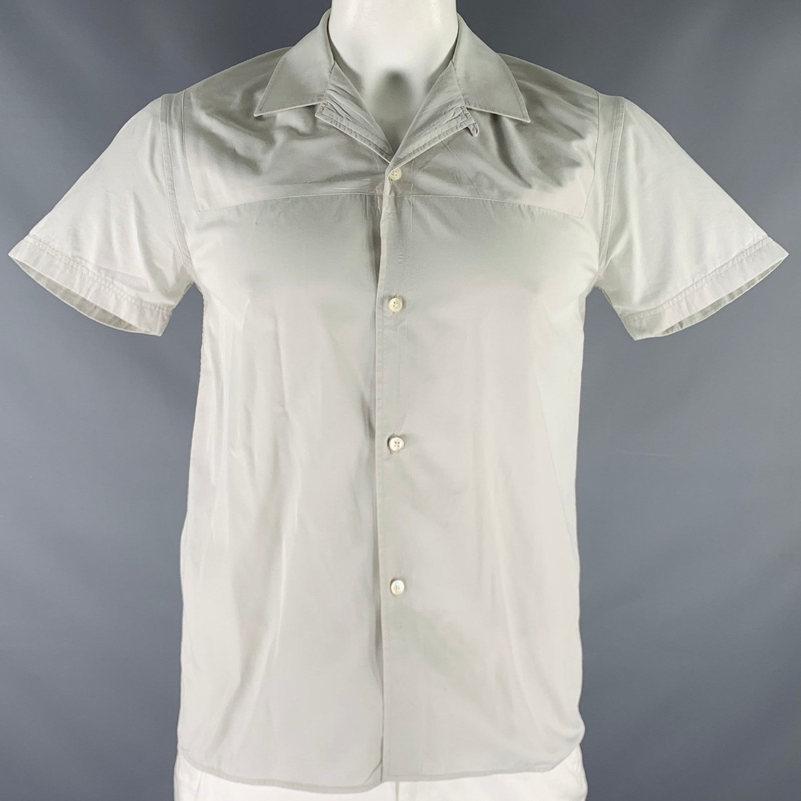 Marc Jacobs MARC JACOBS Grey Light Blue Cotton Short Sleeve Shirt Size US S / EU 44-46 / 1 - 1 Thumbnail