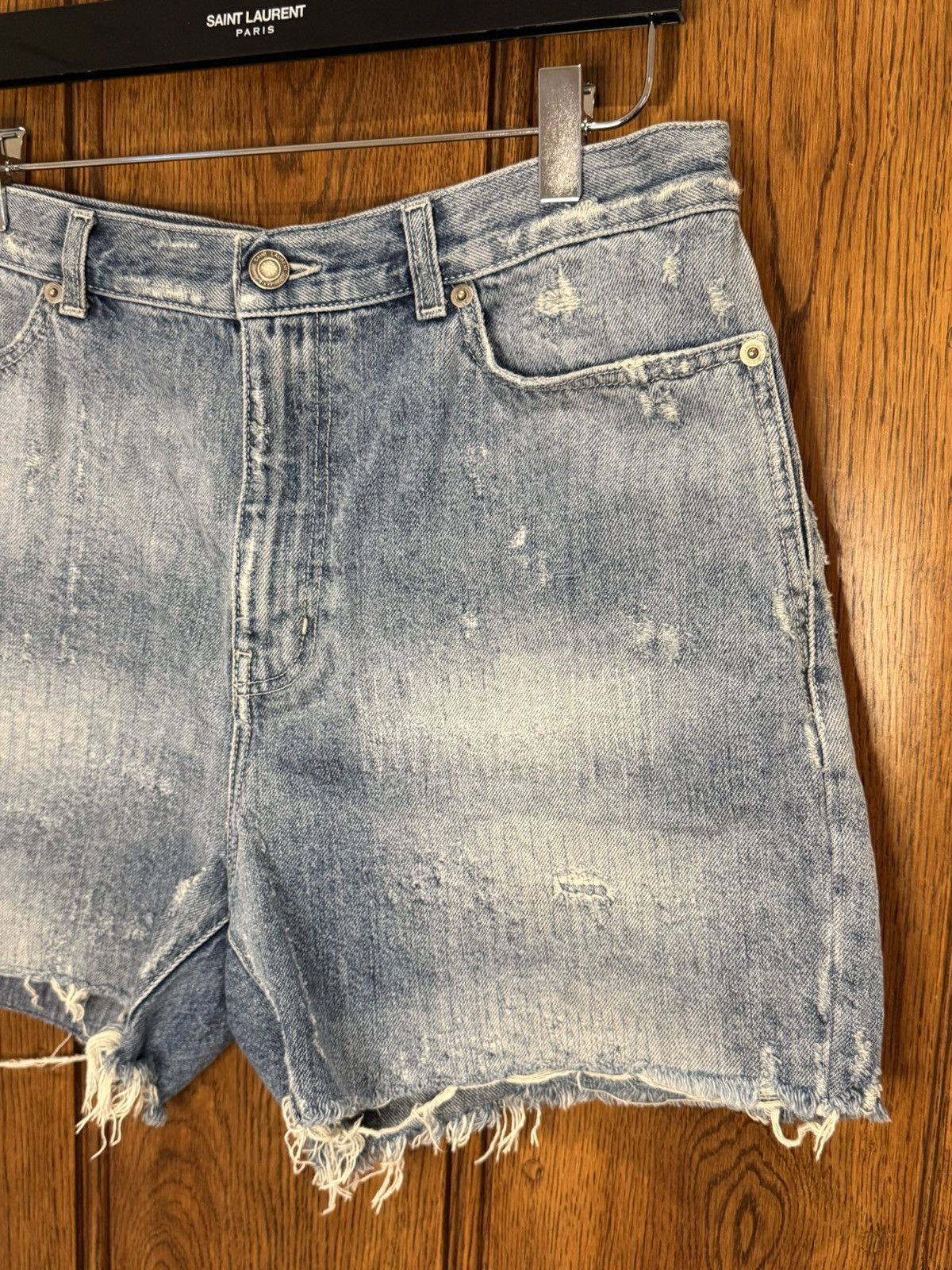 Saint Laurent Paris SS21 Saint Laurent hoochie daddy denim shorts 31 raw hem Size US 31 - 11 Thumbnail