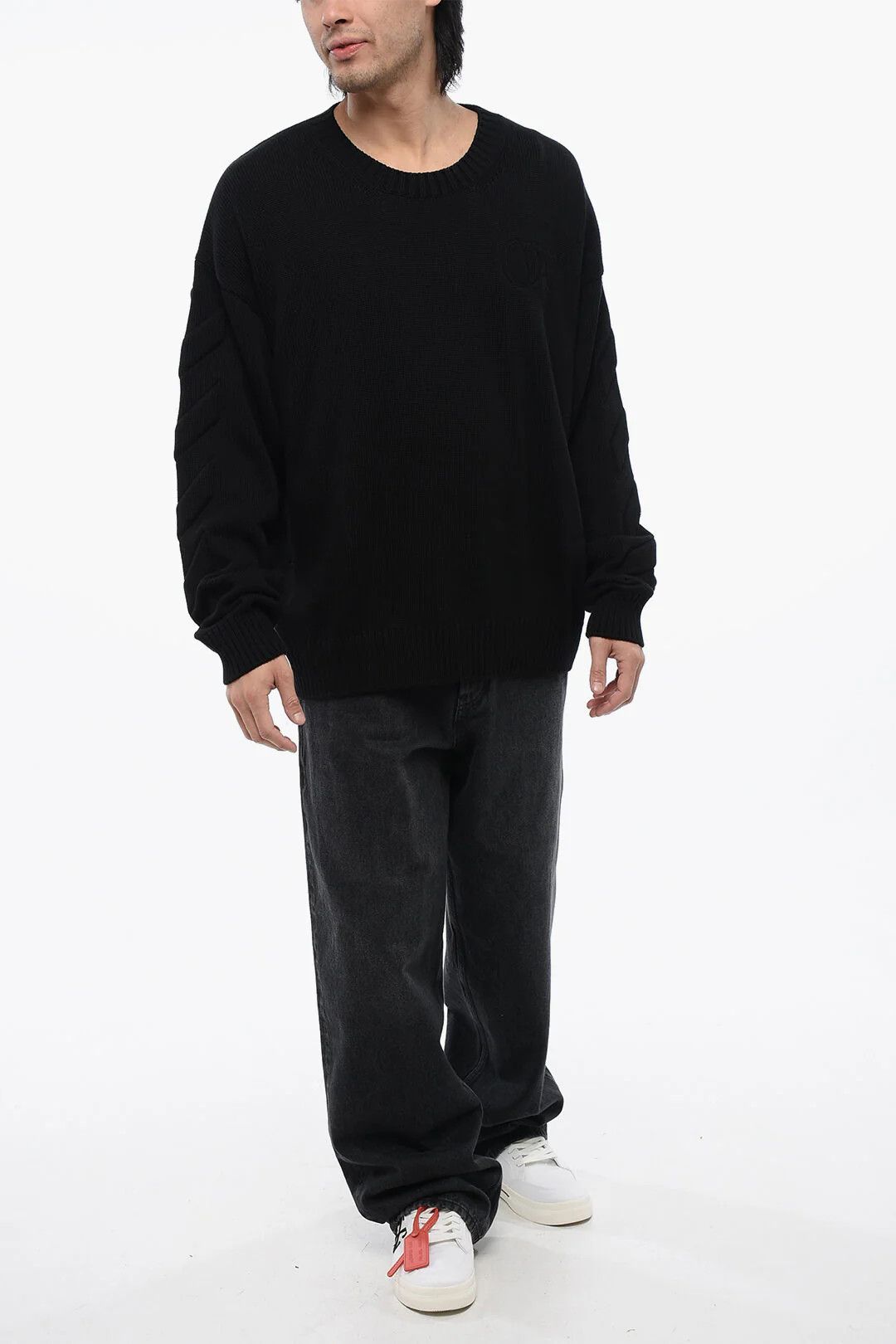 Off-White og1mm0526 Cotton Crewneck Sweater in Black Size US S / EU 44-46 / 1 - 4 Thumbnail
