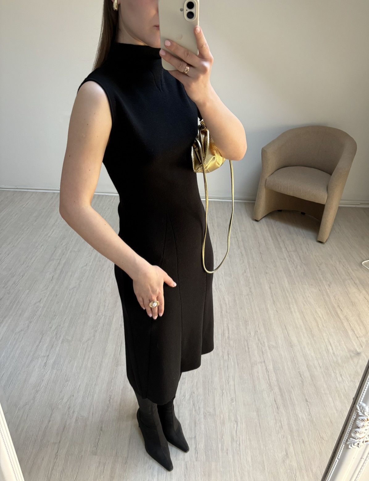 Gianfranco Ferre Gianfranco Ferre GFF Black Knit Midi Dress Merino Wool Siz M Size M / US 6-8 / IT 42-44 - 23 Thumbnail
