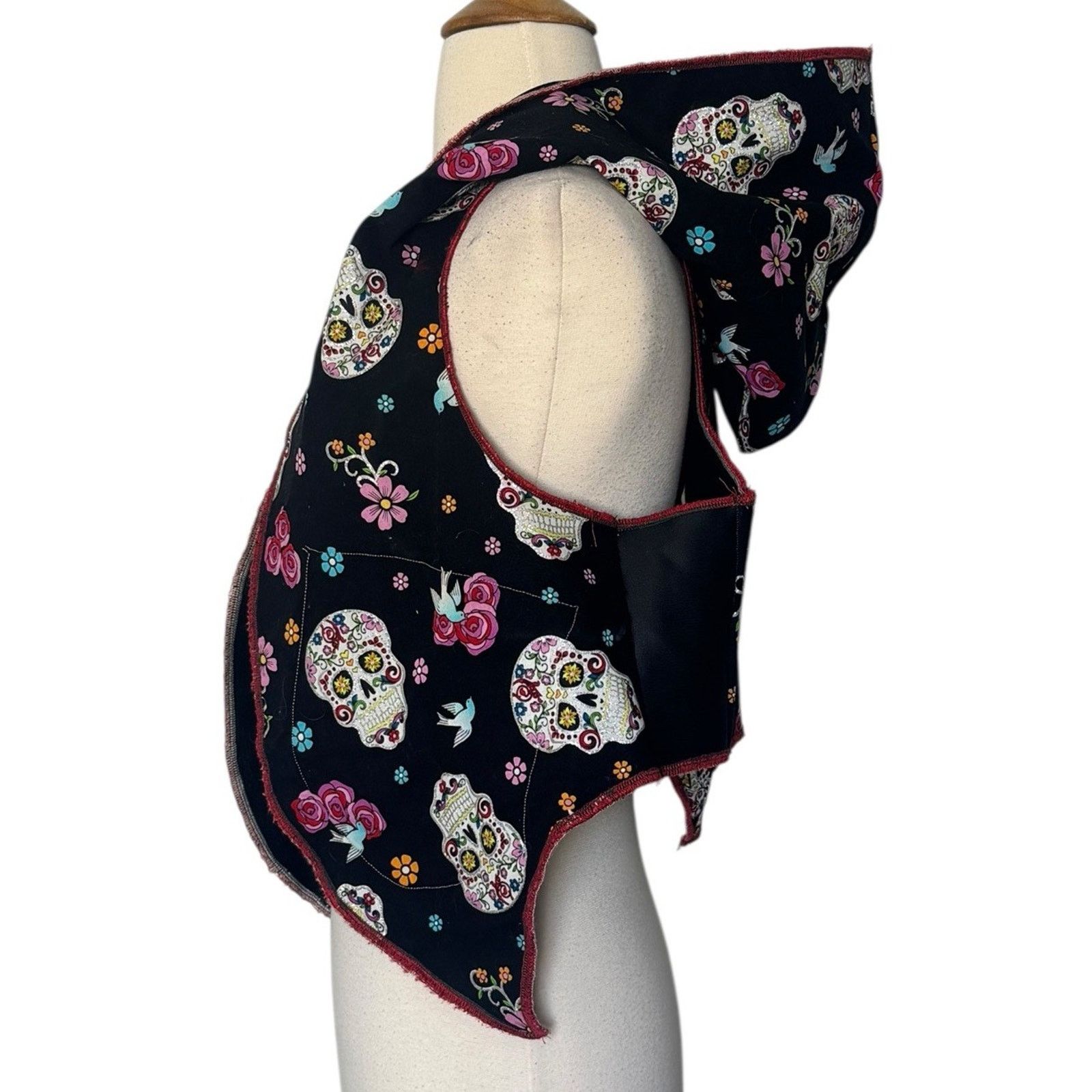 Other DIA DE LOS MUERTOS Skulls Vest Handmade Reversible Hooded Size L / US 10 / IT 46 - 9 Thumbnail