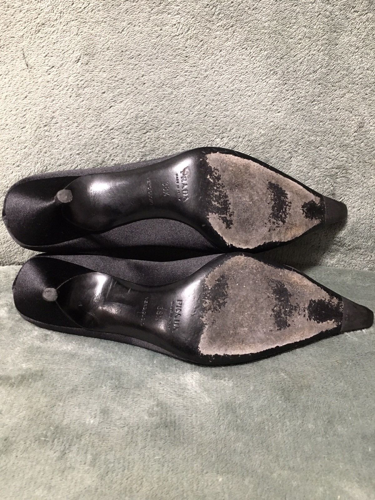 Prada PRADA Black Satin Kitten Heels Evening Shoe EU 38.5 Size US 8.5 / IT 38.5 - 13 Thumbnail
