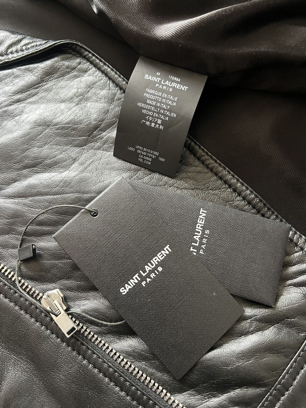 Hedi Slimane × Saint Laurent Paris 15FW L00 Motorcycle Leather Jacket Sz44 (with free pins) Size US S / EU 44-46 / 1 - 8 Thumbnail