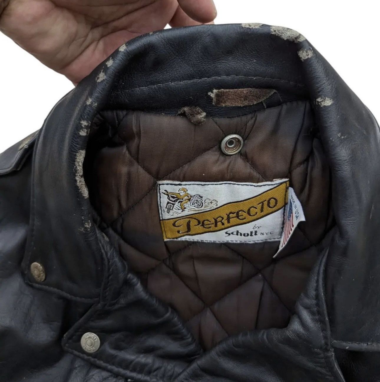 Schott Vintage 80s Schott Perfecto Leather Racer Jacket saiz 40 Size US M / EU 48-50 / 2 - 10 Thumbnail