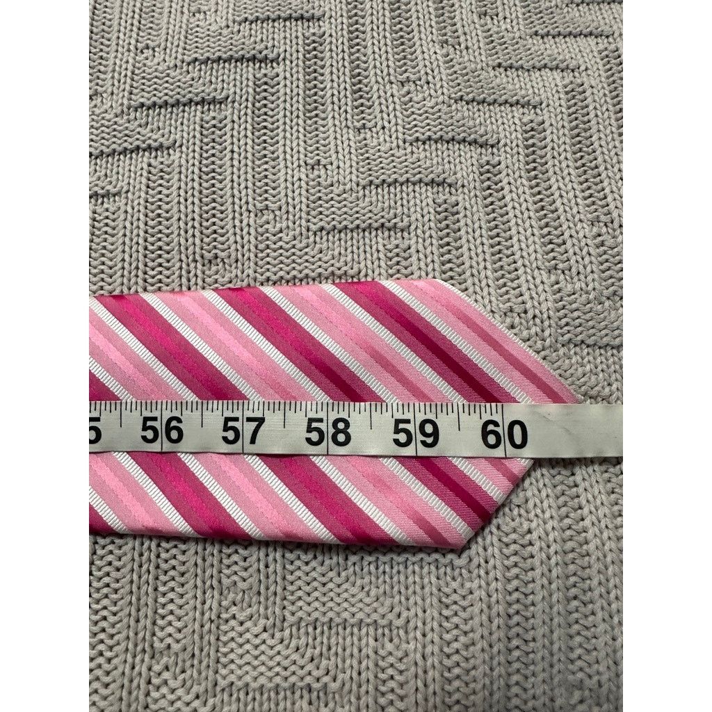 Other Uomo Venetto pink striped breast cancer awareness tie Size ONE SIZE - 4 Thumbnail