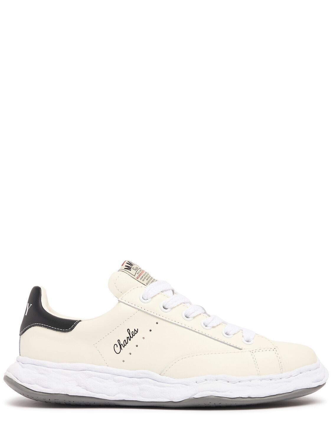 MIHARA Charles Mens White Leather Sneakers New/Auth