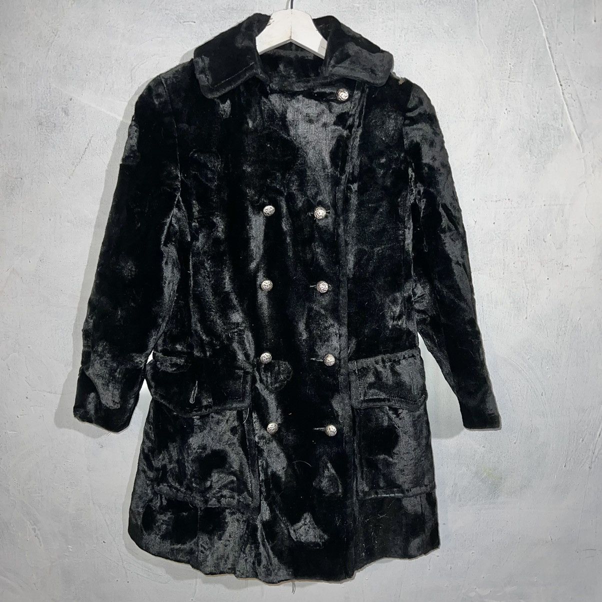 image of 18X33 Vintage Dark Black Faux Fur Winter Coat, Men's (Size Small)