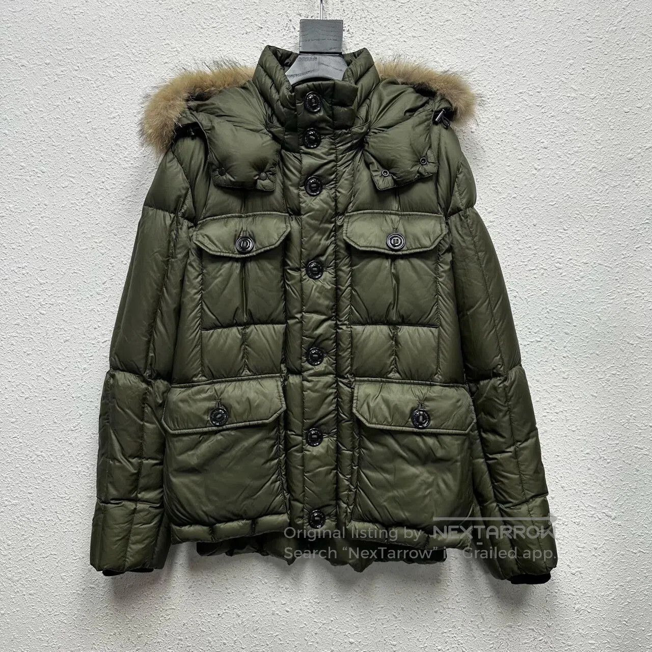 Moncler Moncler size5 Military green classic logo fox fur collar do Size XXL / US 16-18 / IT 52-54 - 1 Thumbnail