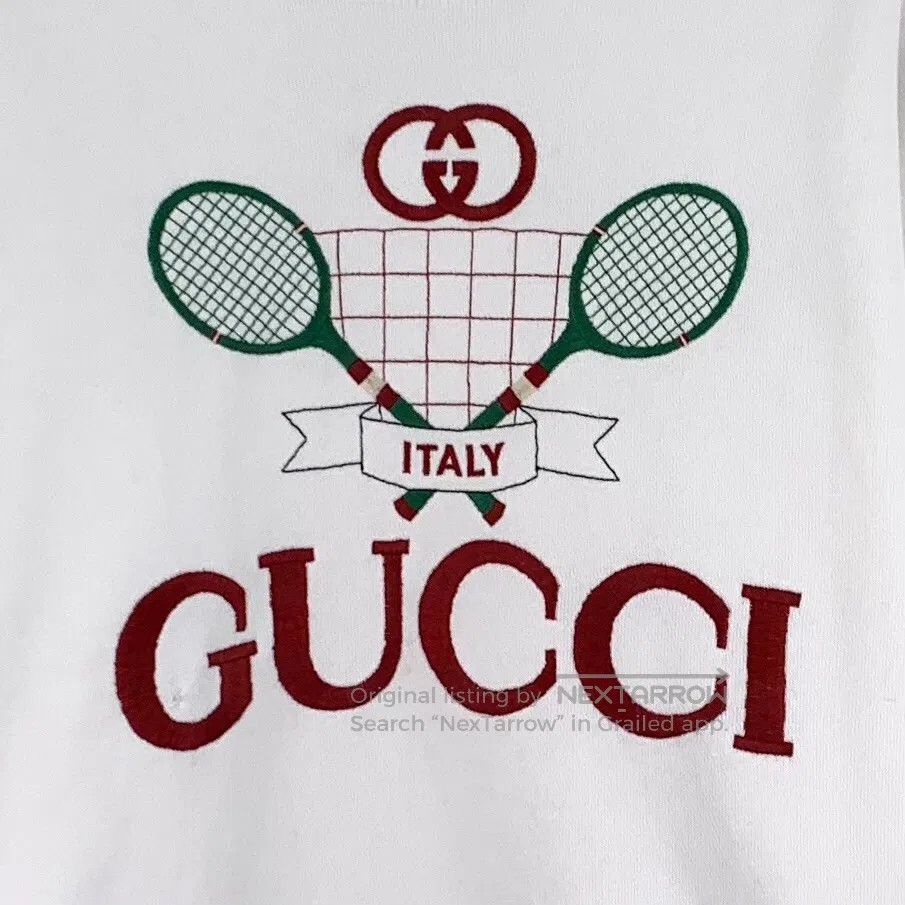 Gucci Guicci White Tennis Racket Letter Embroidered Cotton Round Size US S / EU 44-46 / 1 - 4 Thumbnail