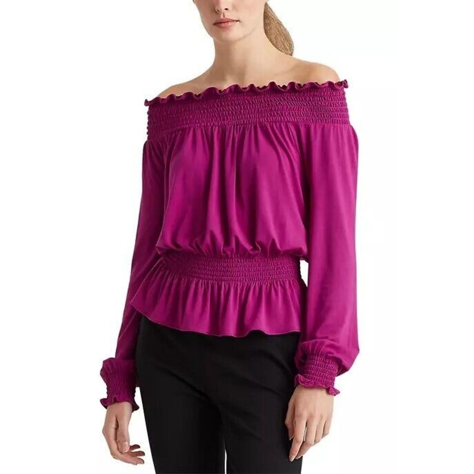 Lauren Ralph Lauren Ralph Lauren Women Off-the-Shoulder Peplum Blouse Size M Size M / US 6-8 / IT 42-44 - 1 Thumbnail