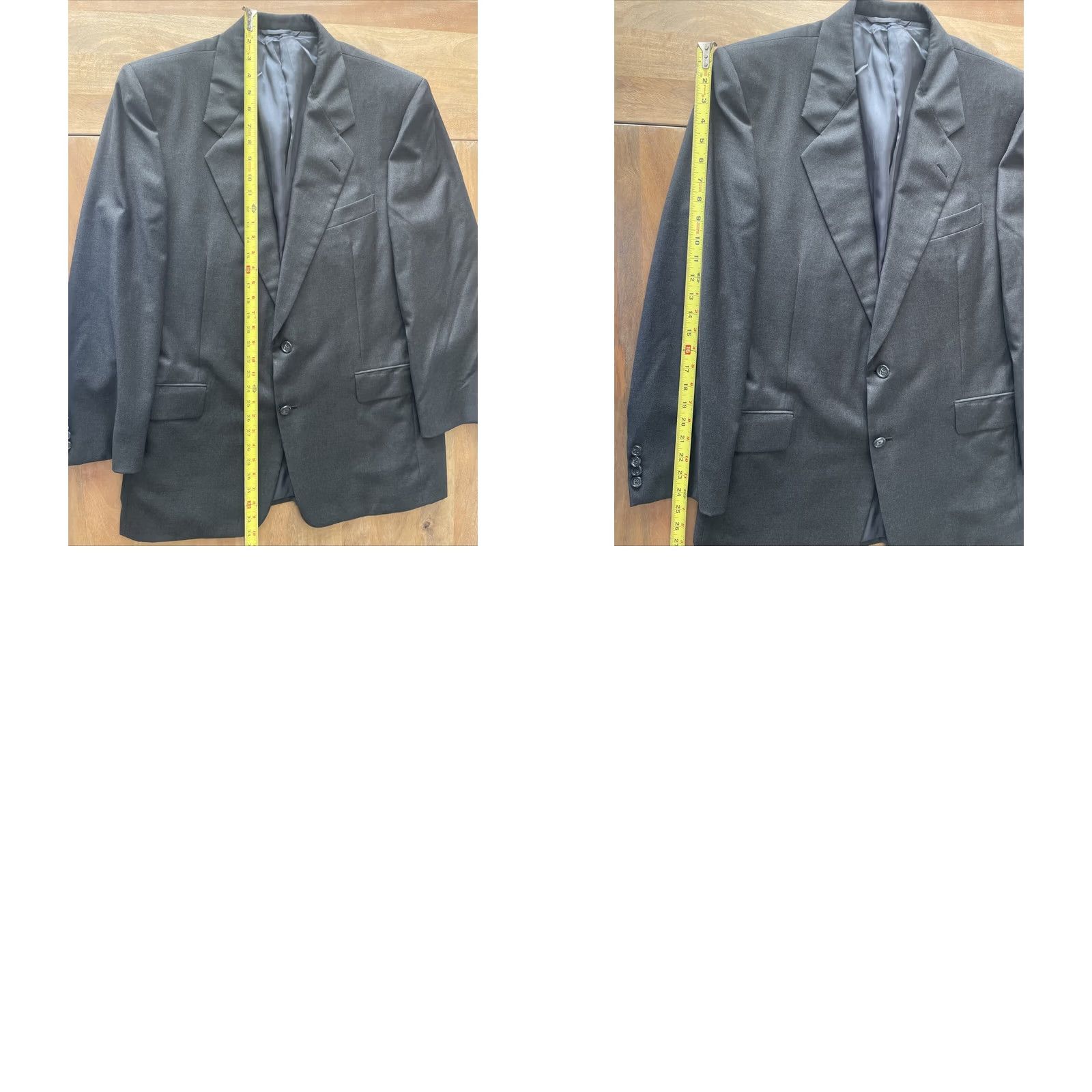 Vintage Hickey Freeman Blazer Jacket Men 42R Wool Gray Solid Notch Lapel Regular Single-Breasted Two-Button Front Front Two-Button Front Style Suit Jacket Size 42R - 8 Thumbnail