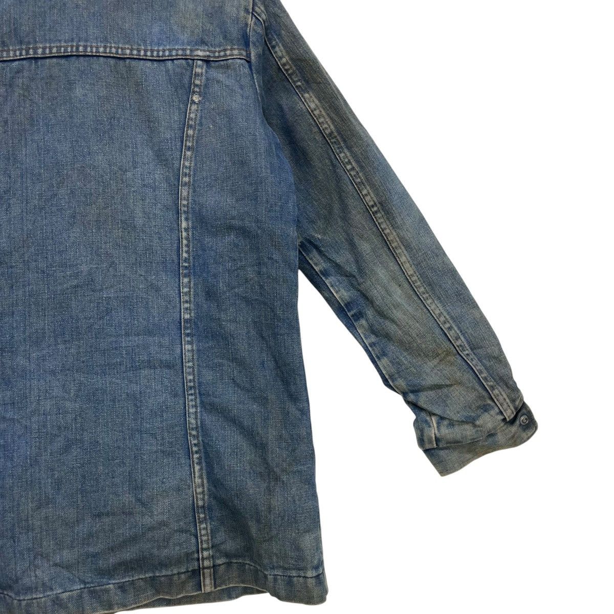 Indigo 🗣️Vintage Distressed Wrangler Shearling Denim Warm Jacket Size M / US 6-8 / IT 42-44 - 12 Thumbnail