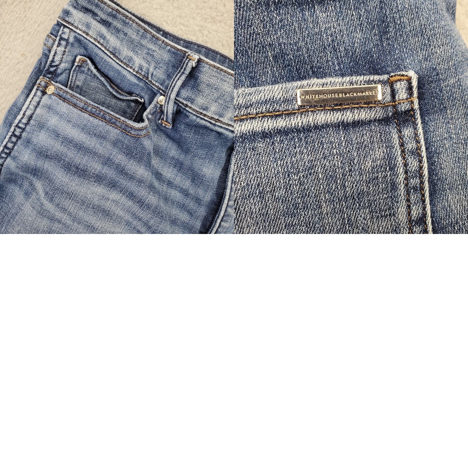 White House Black Market White House Black Market Jeans Womens Size 8 Blue Denim High Rise Whiskered Boho Straight Jeans Size 30" / US 8 / IT 44 - 8 Thumbnail
